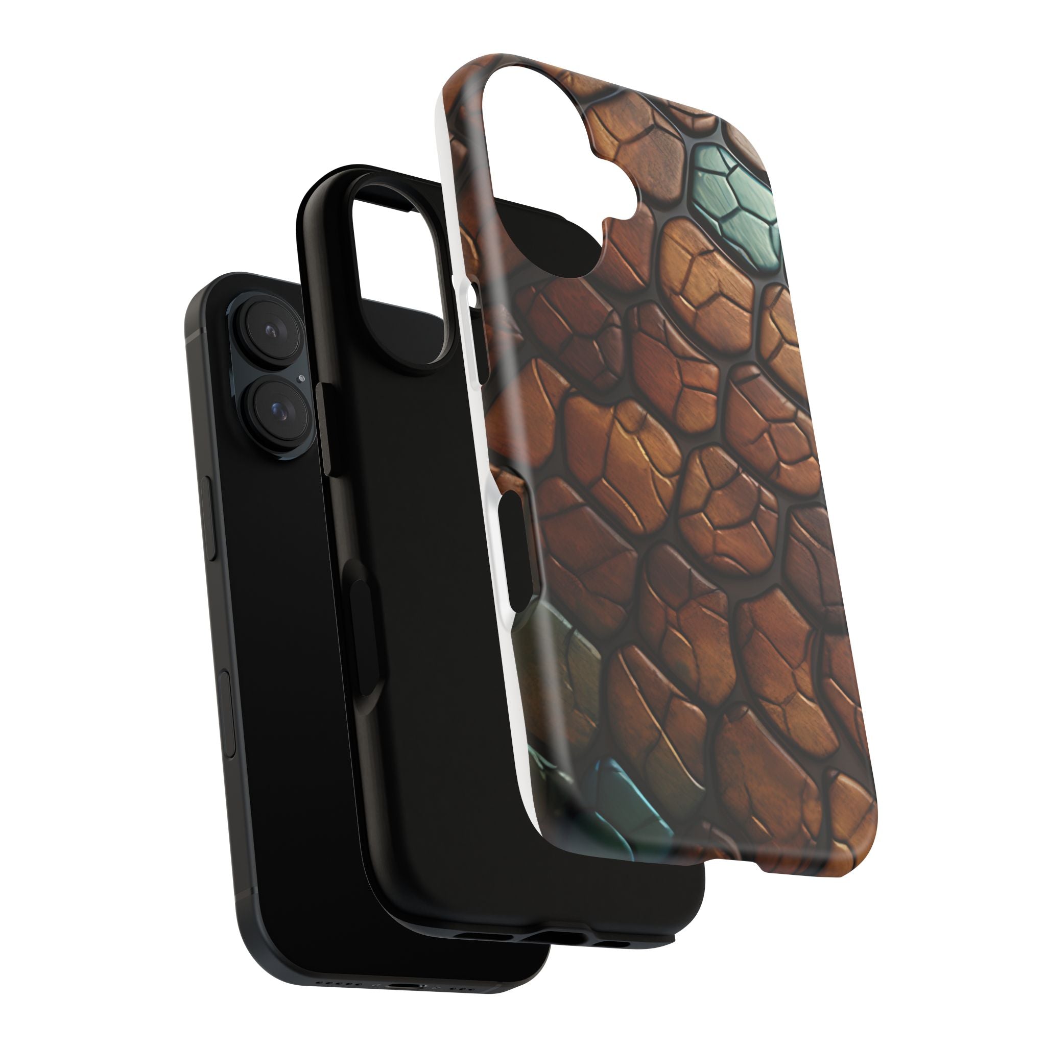 Mosaic Reptile iPhone Case - Teal & Brown