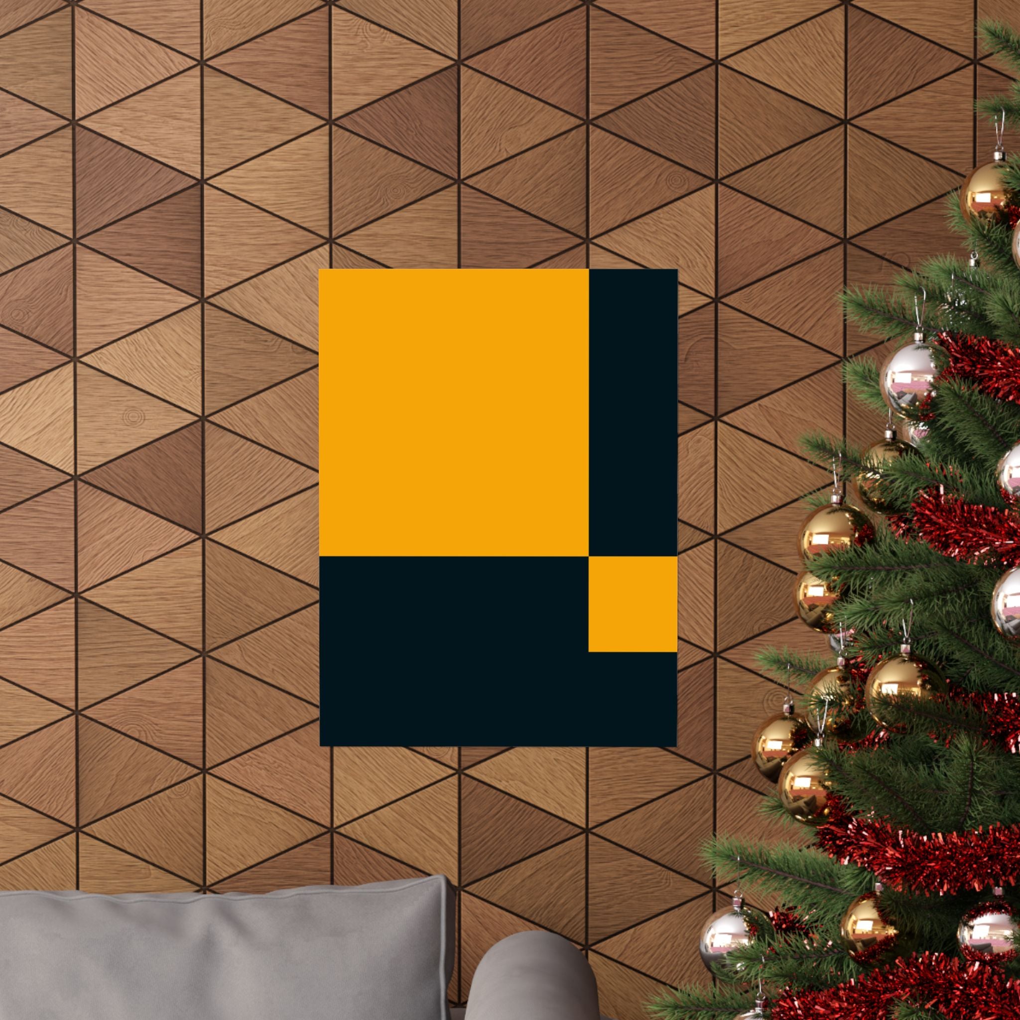 Abstract Teal & Gold Geometric Art Poster