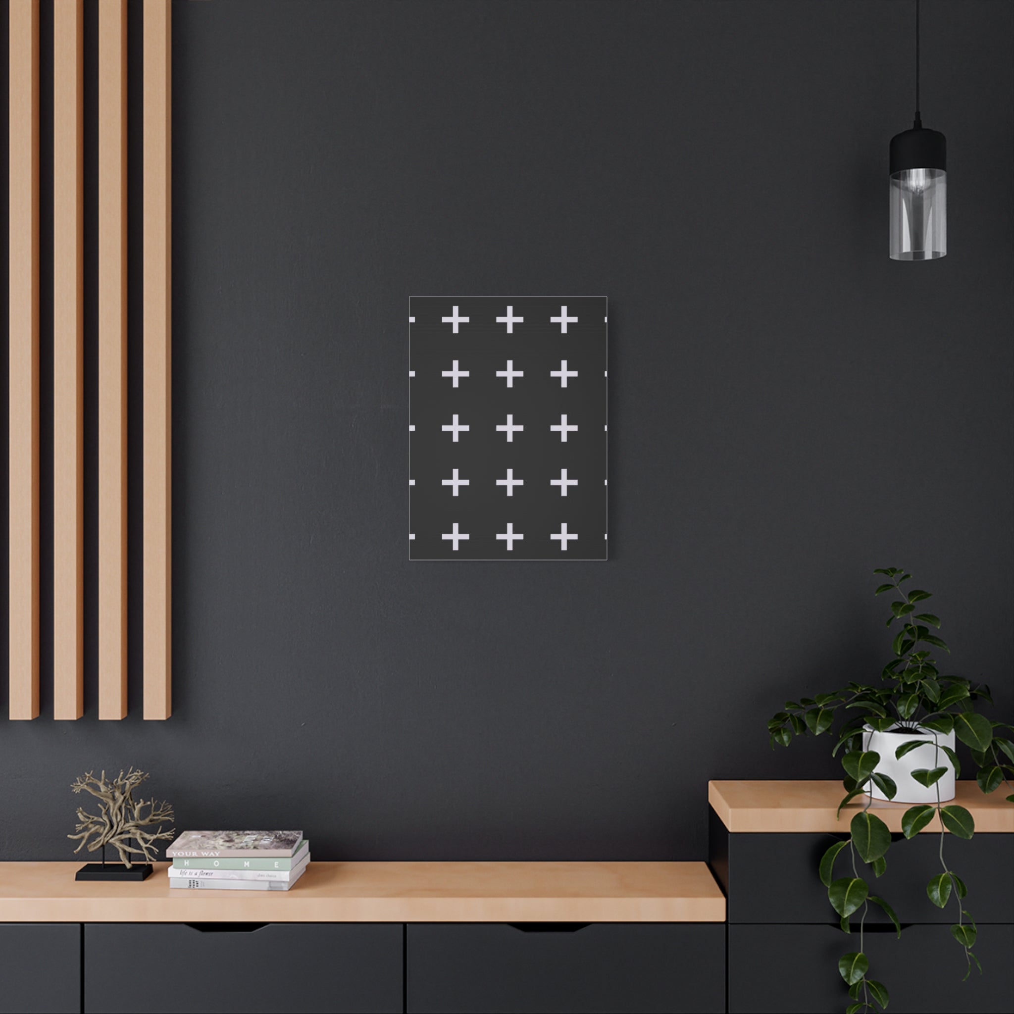 Minimalist Plus Sign Grid Canvas Art