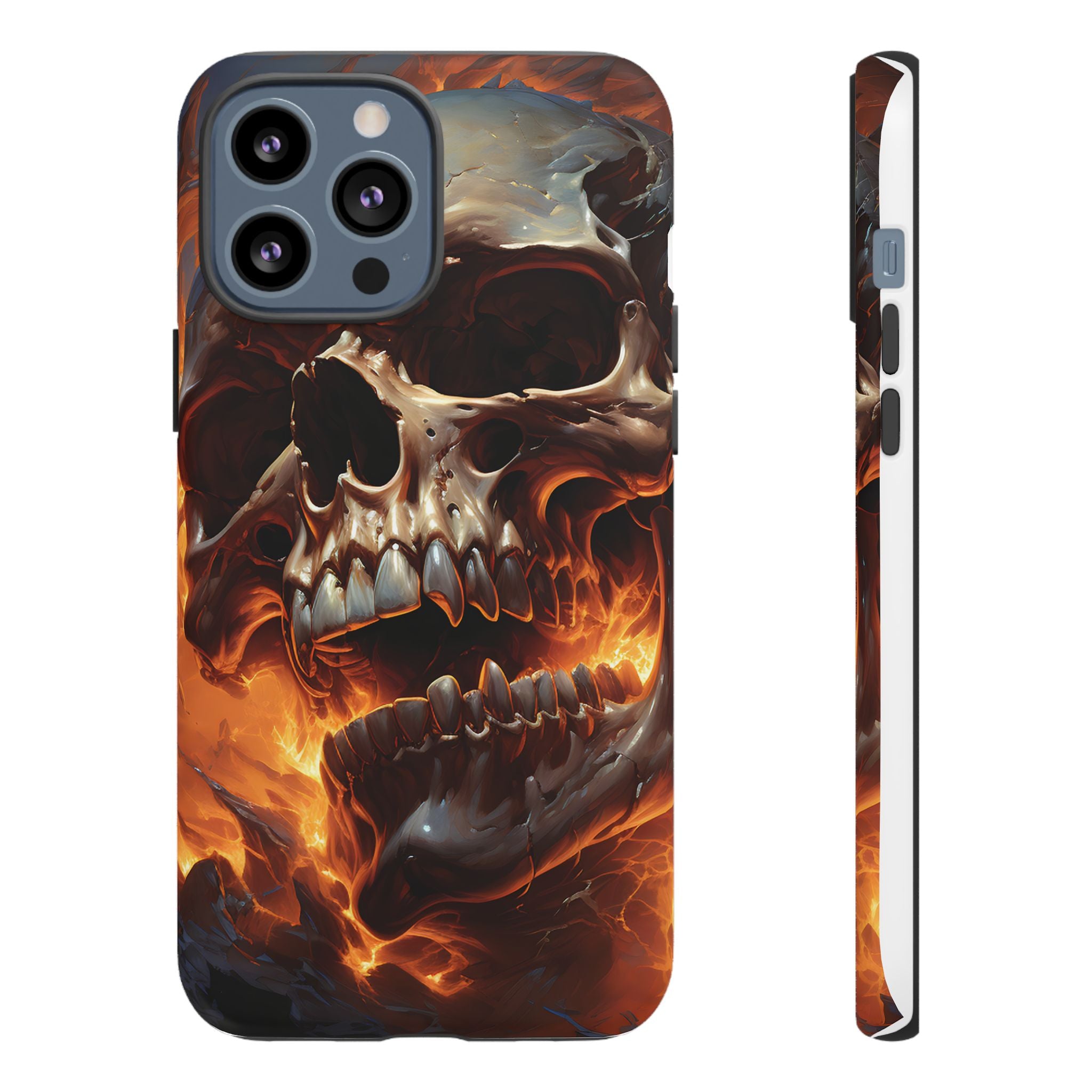 Fiery Skull Hexagon iPhone Case - Rugged