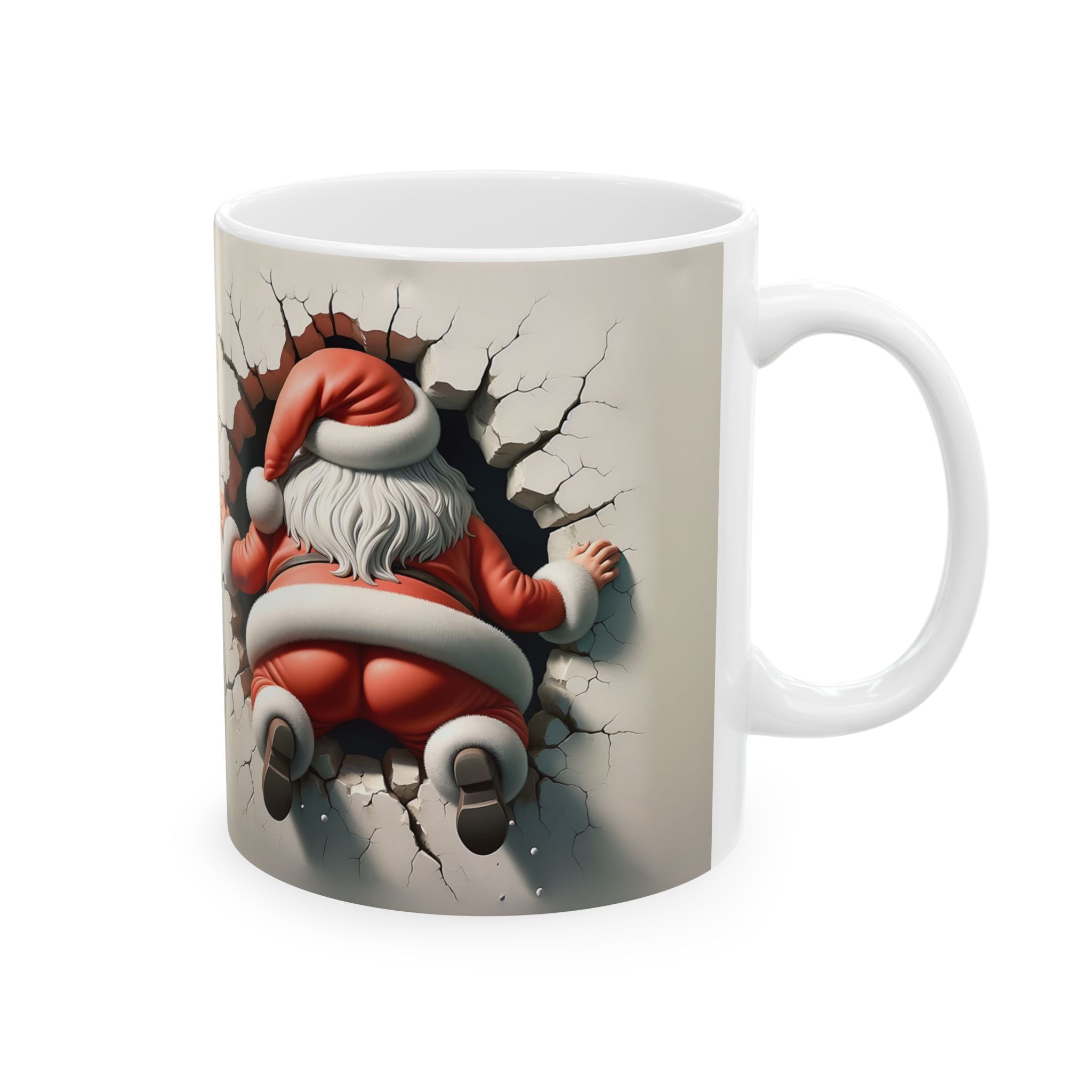 Santa's Brick-Breaking Christmas Mug