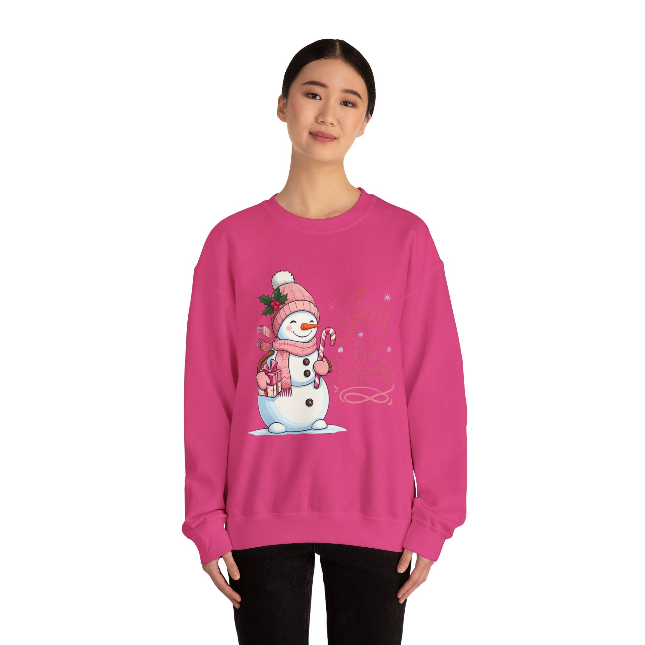 Pink Snowman Joy Christmas Sweatshirt