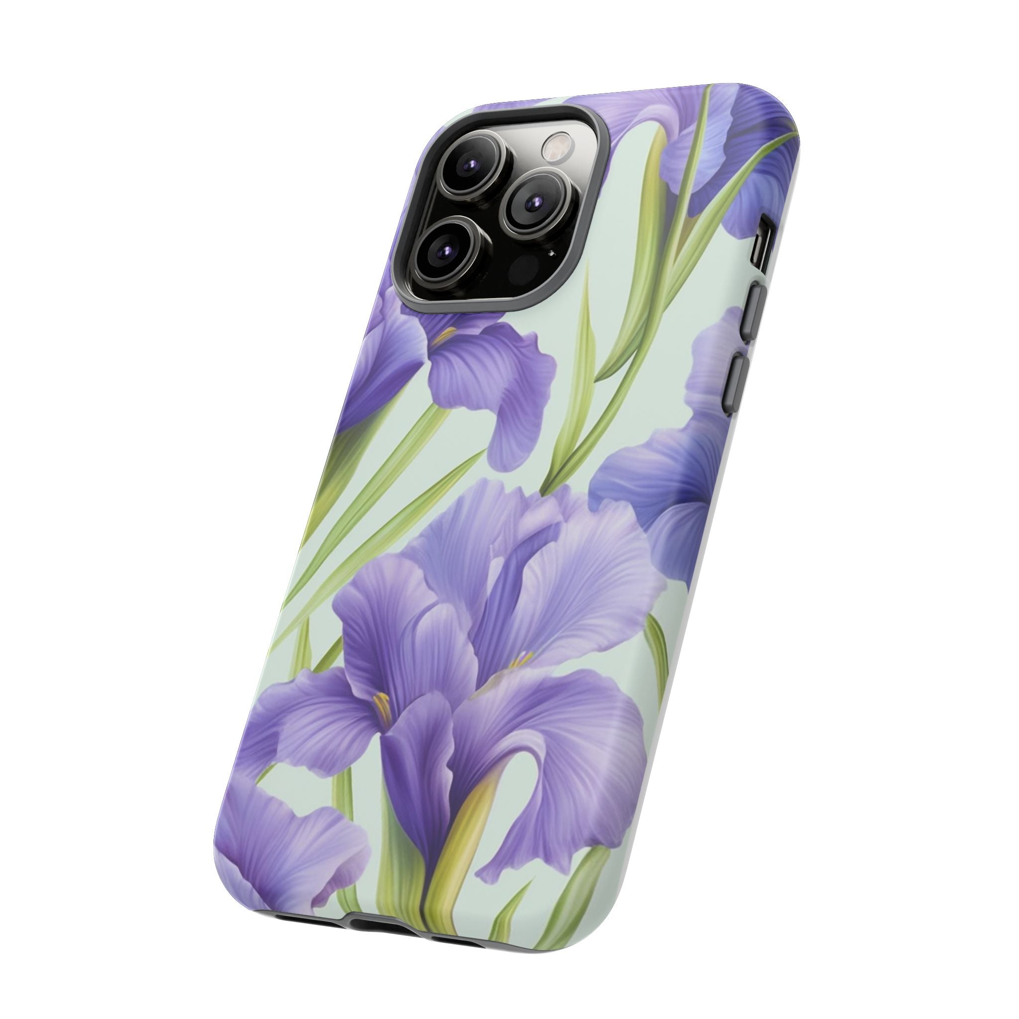 Purple Iris Floral iPhone Case - Hexagon Stone