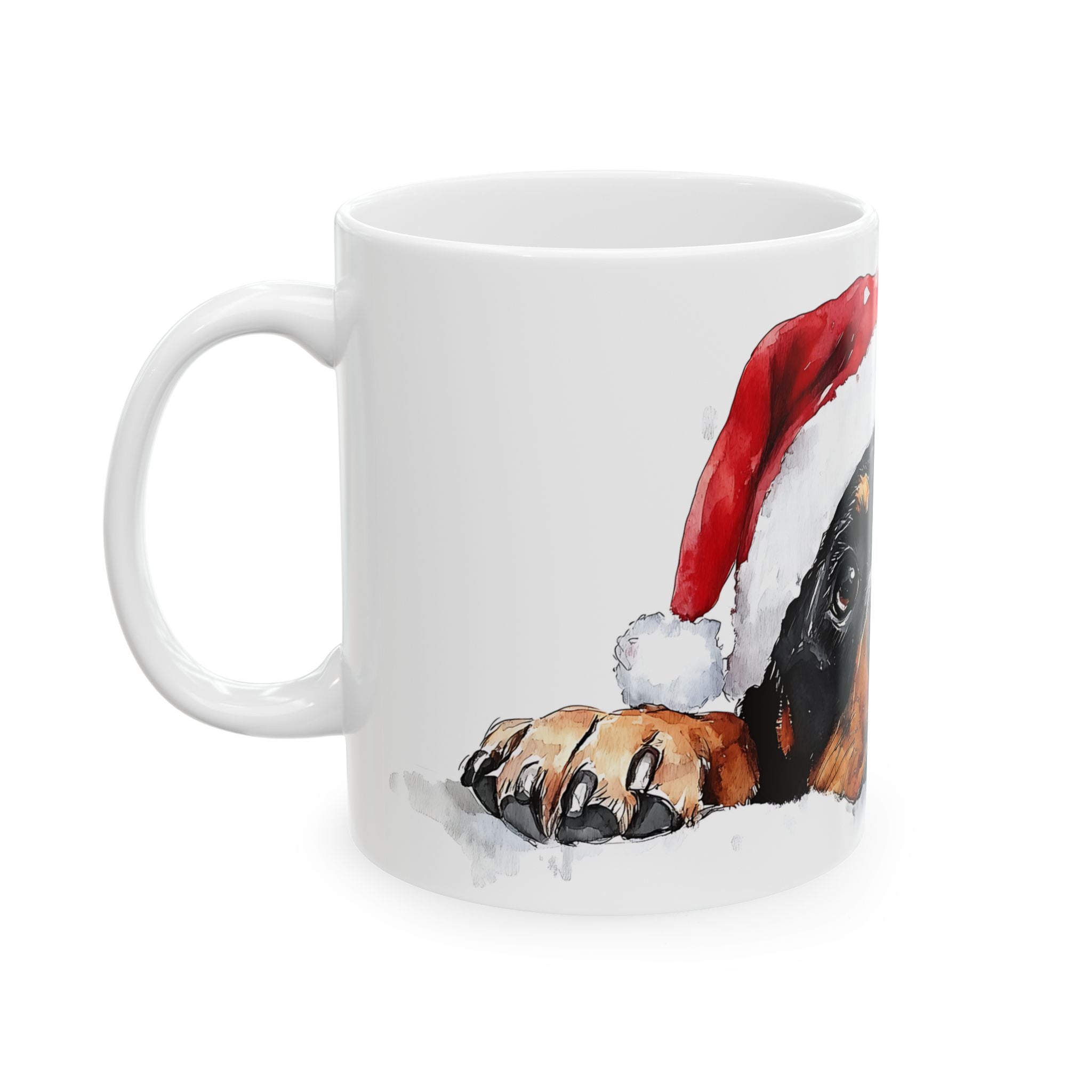 Rottweiler Santa Mug - Christmas Watercolor