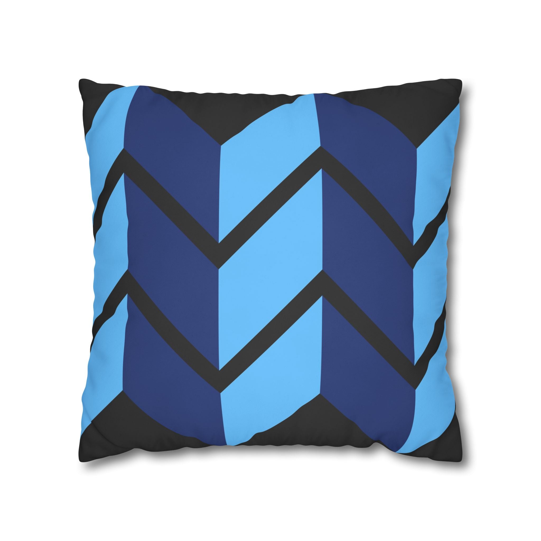 Geometric Chevron Pillowcase - Navy & Sky Blue