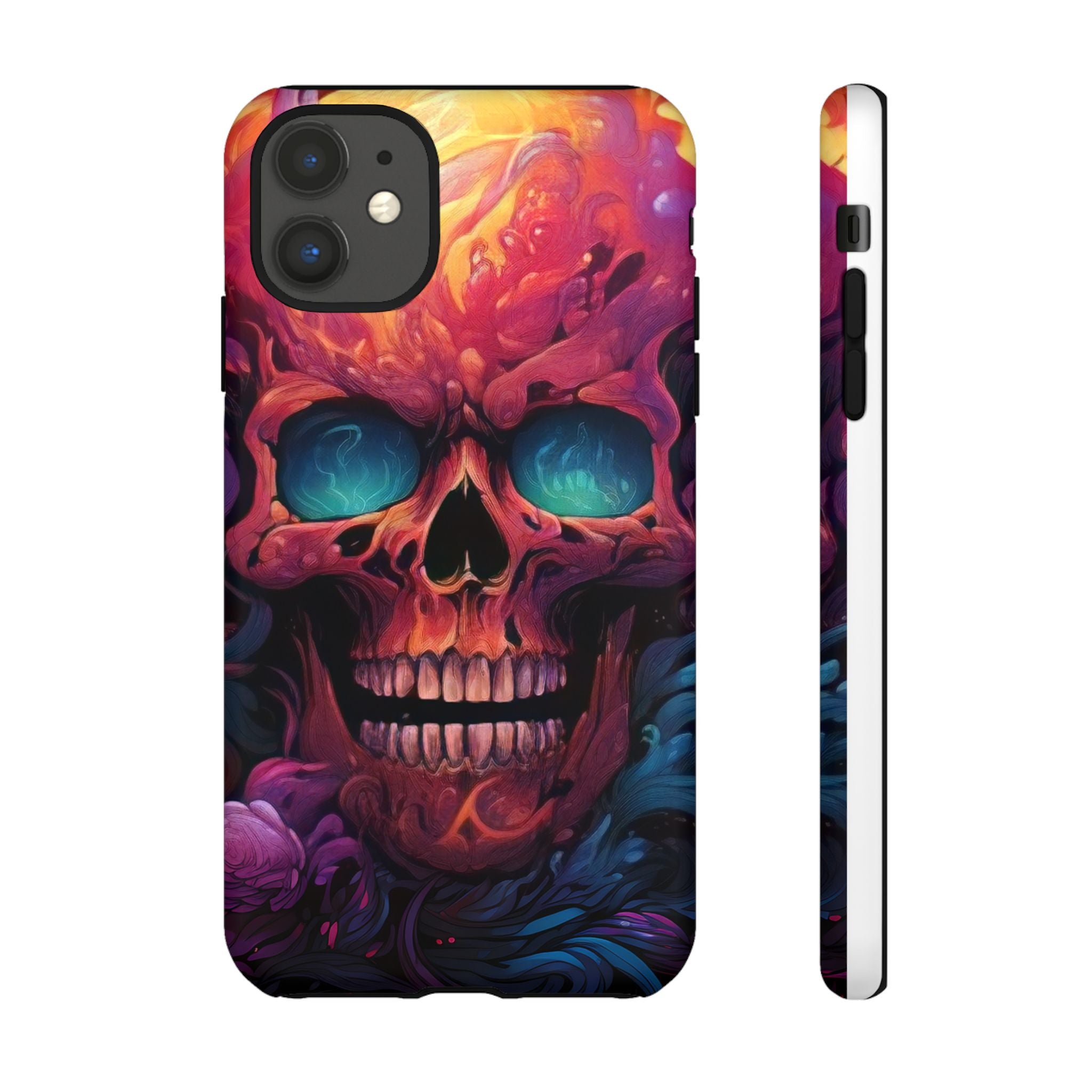 Fiery Skull Hexagon iPhone Case - Rugged Texture