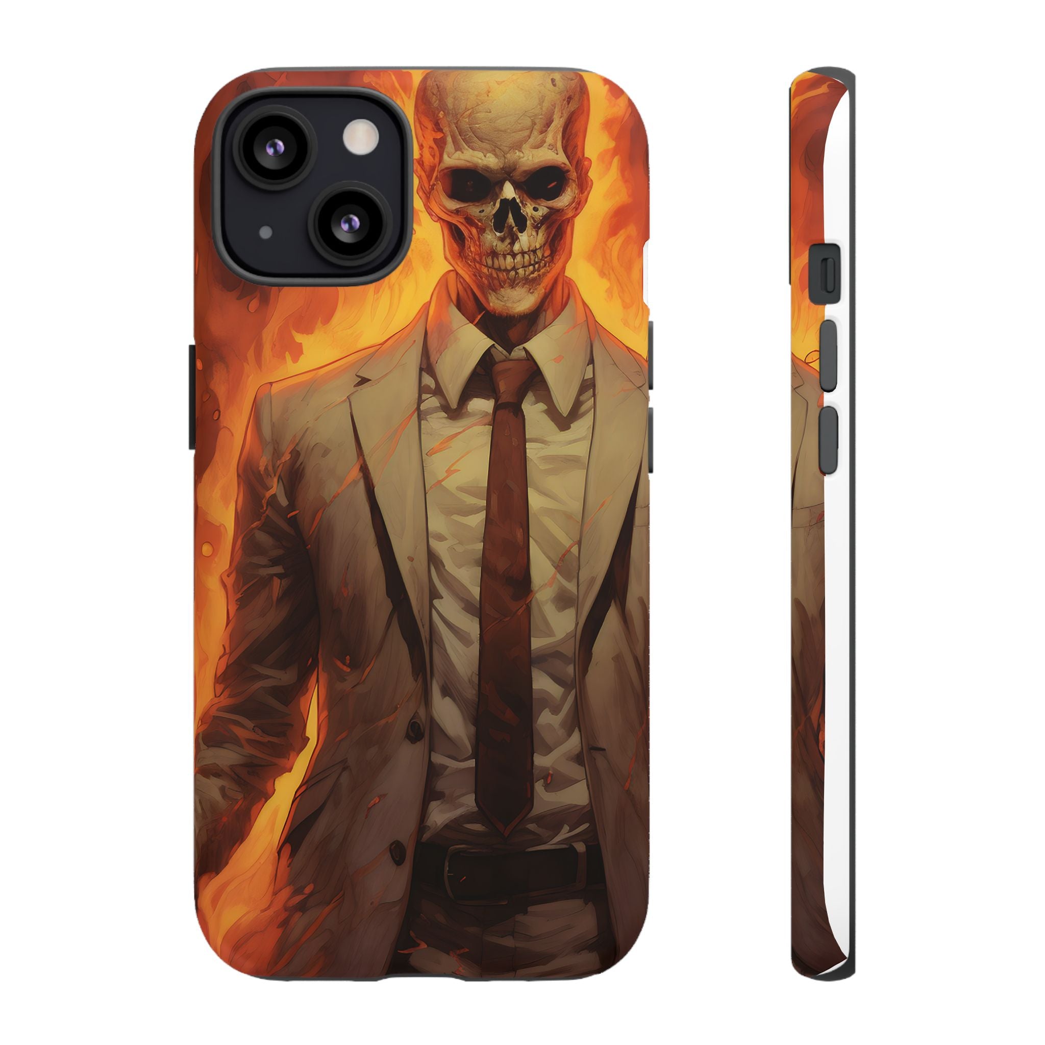 Fiery Skull Man Hexagon Stone iPhone Case