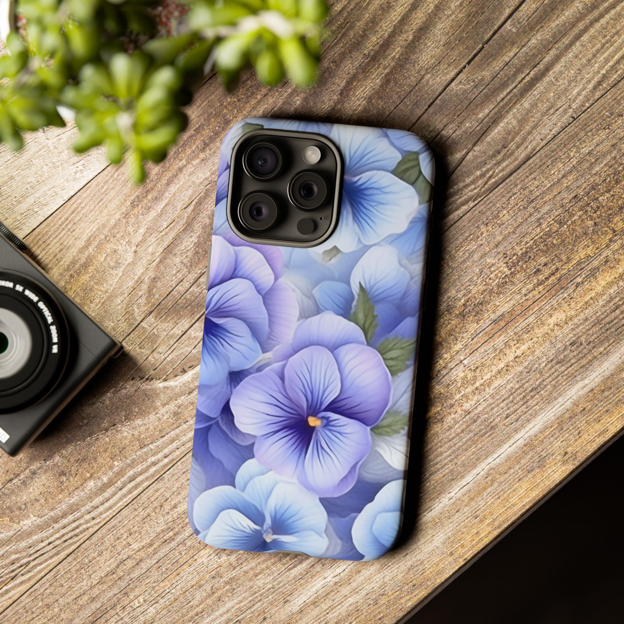 Dreamy Pansy Blue iPhone Case - Hexagon Stone