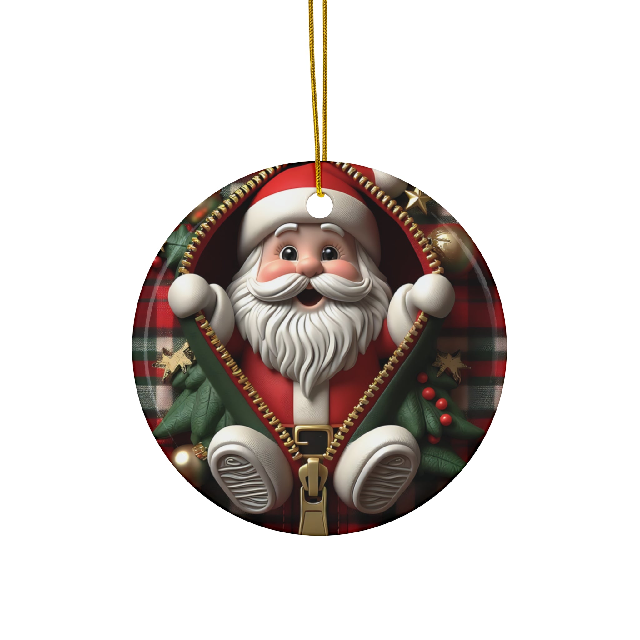 Santa's Surprise! Ceramic Xmas Ornament