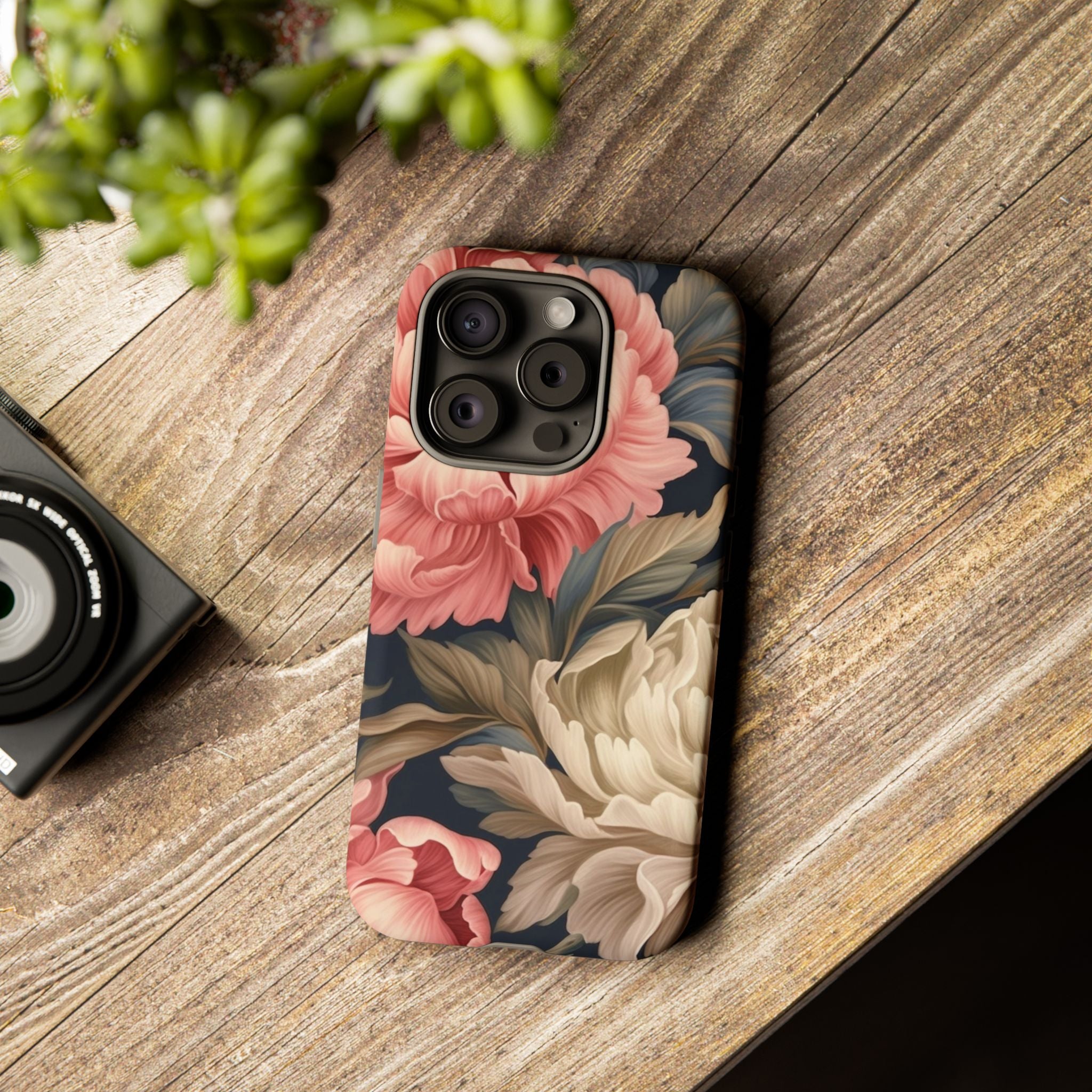 Blush Peony Floral iPhone Case - Hexagon Stone