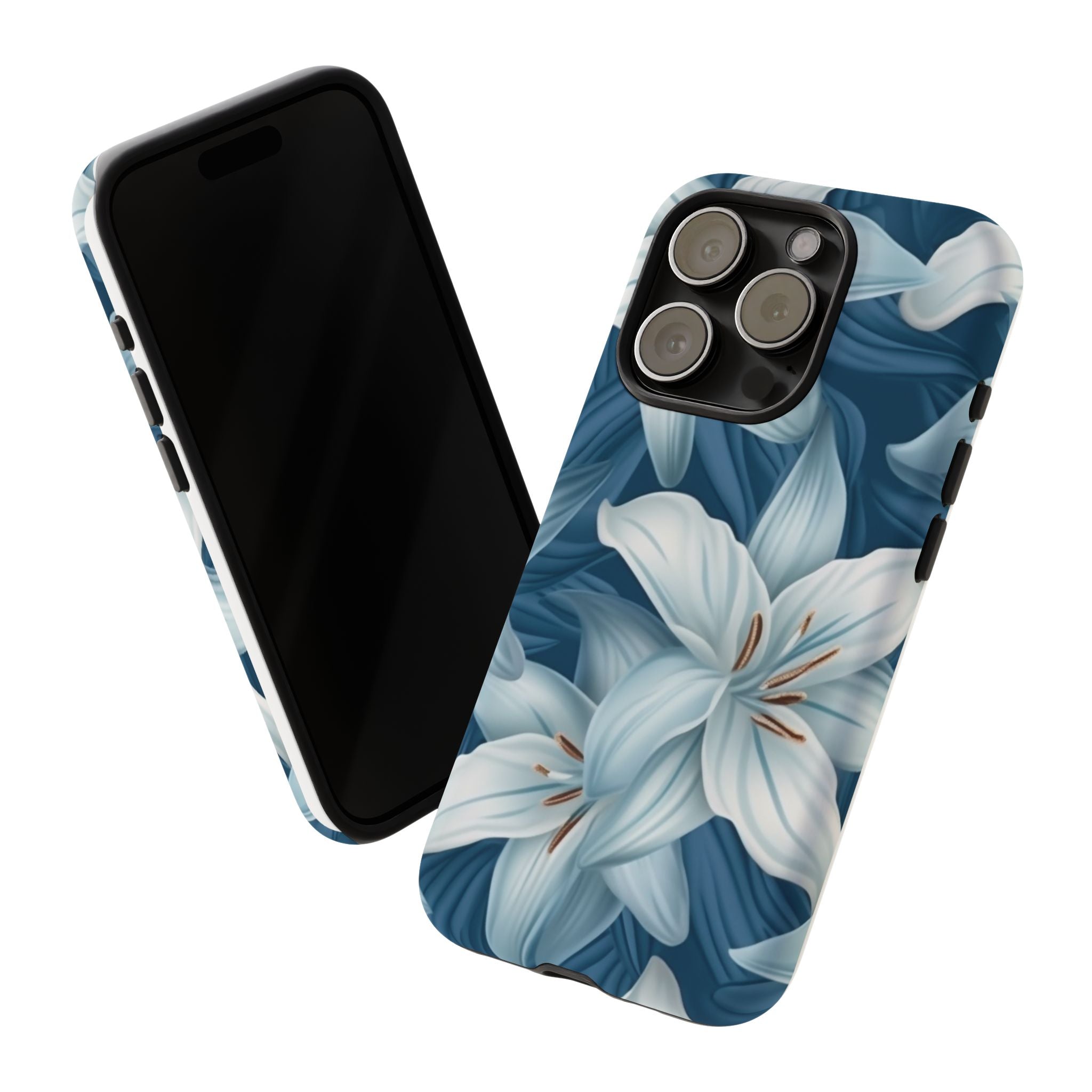 Pastel Blue Lily iPhone Case - Hexagon Stone