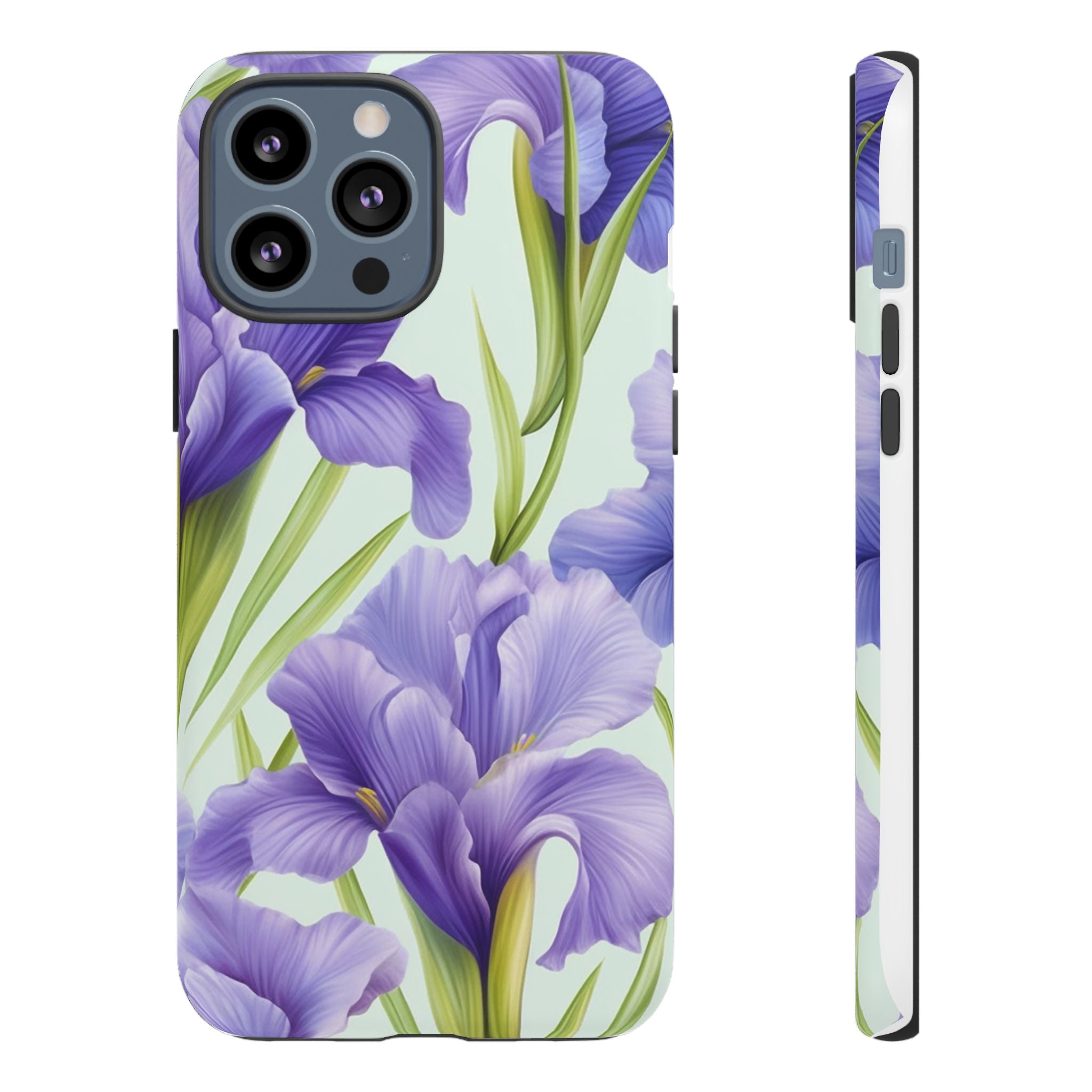 Purple Iris Floral iPhone Case - Hexagon Stone