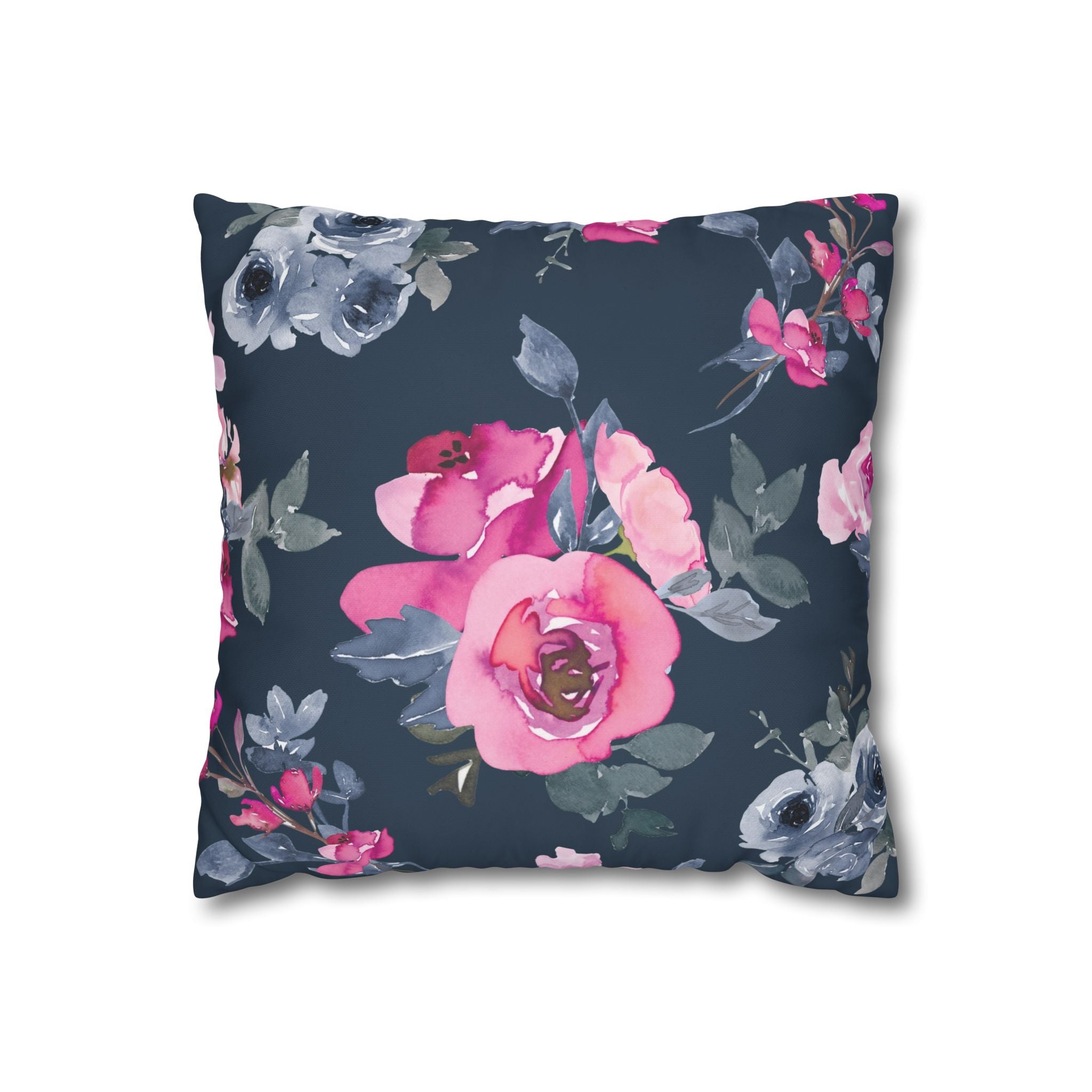 Teal Watercolor Floral Pillowcase