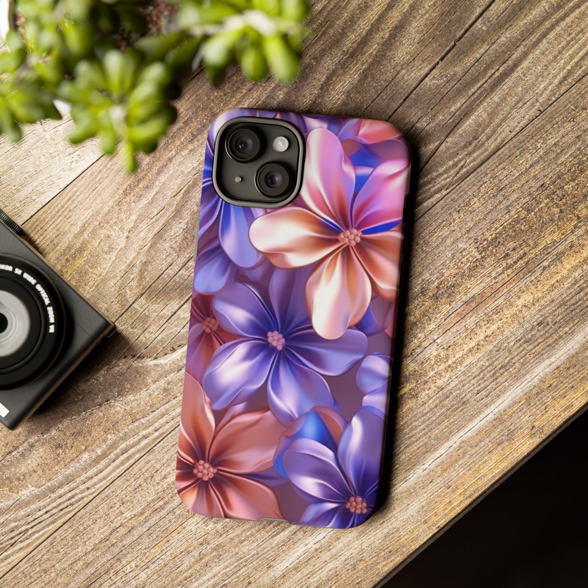 Metallic Flower iPhone Case - Rugged Hexagon Stone