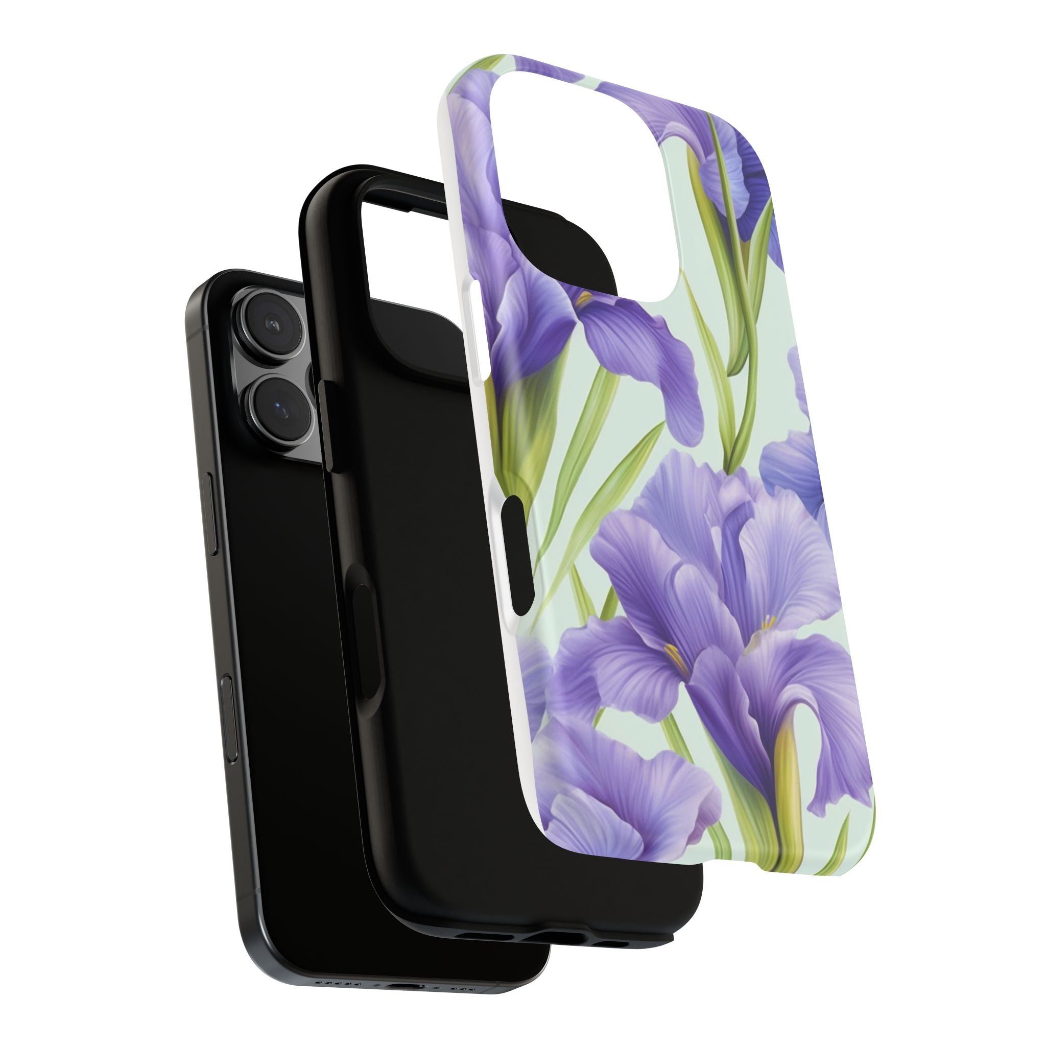 Purple Iris Floral iPhone Case - Hexagon Stone