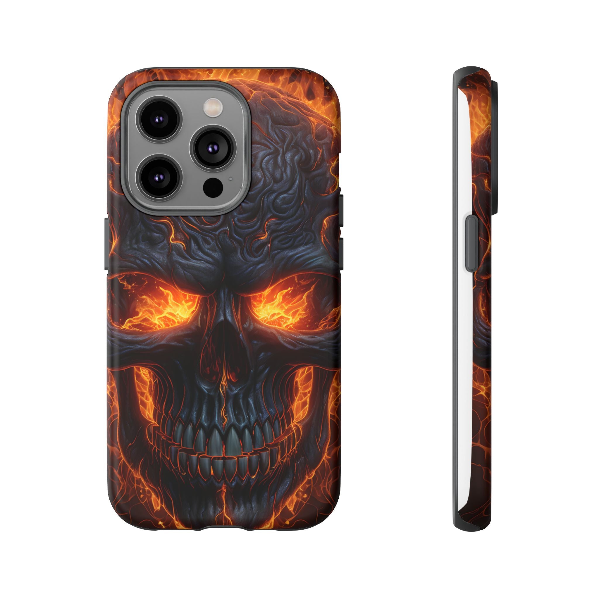 Fiery Skull Hexagon iPhone Case - Rugged Texture