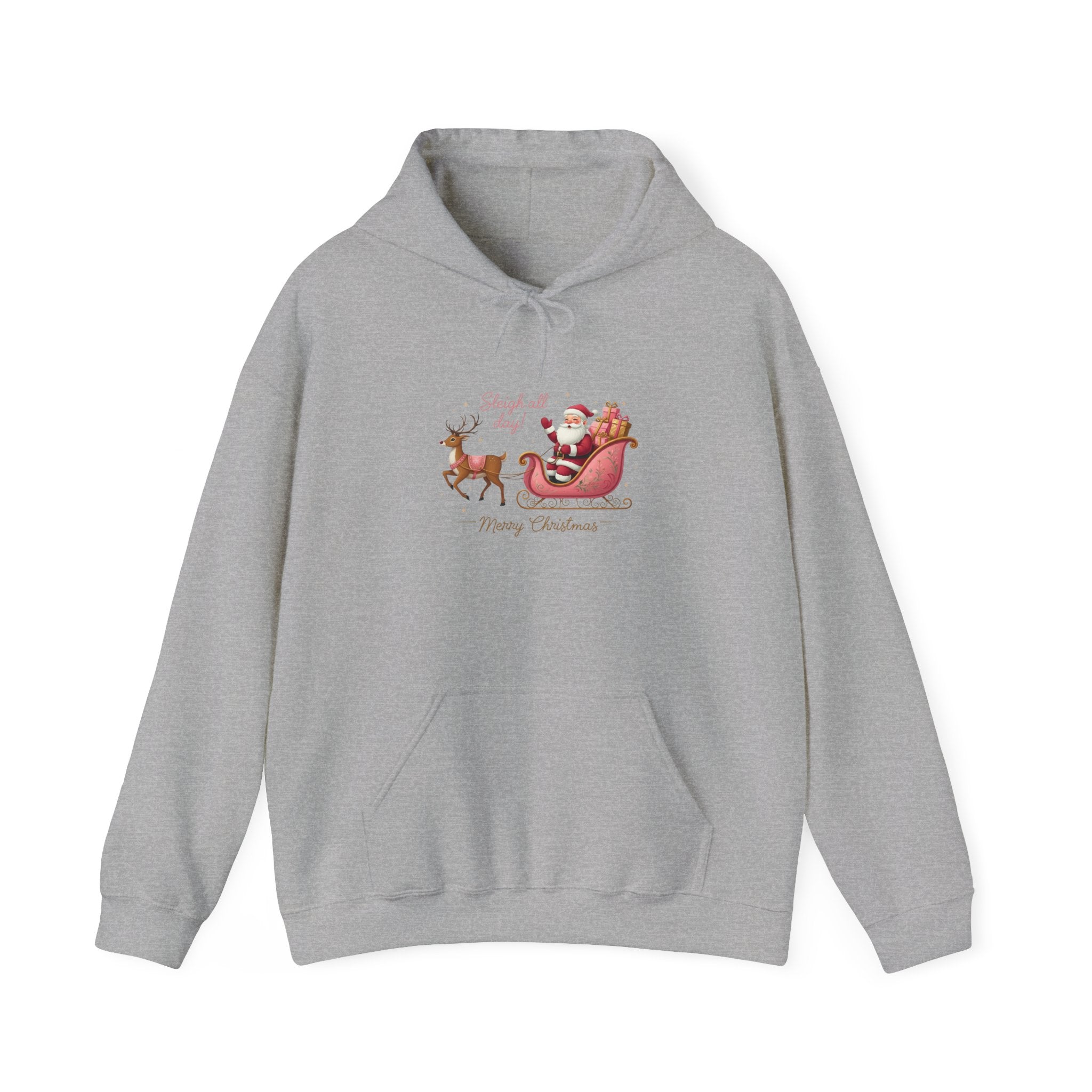 Pink Santa Sleigh Christmas Hoodie