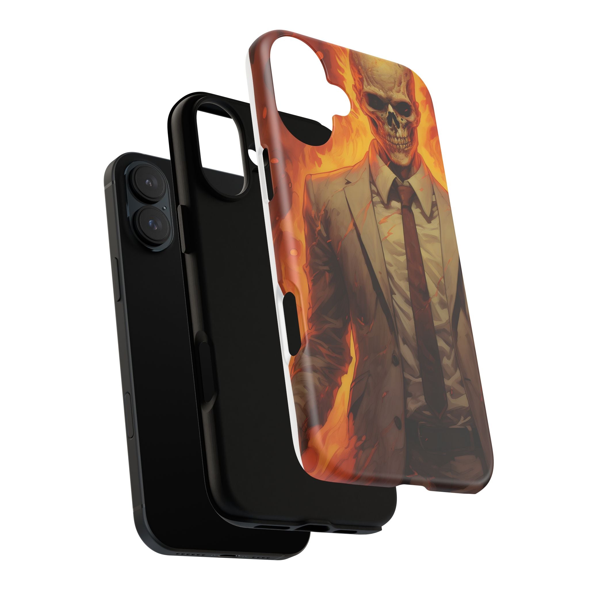 Fiery Skull Man Hexagon Stone iPhone Case