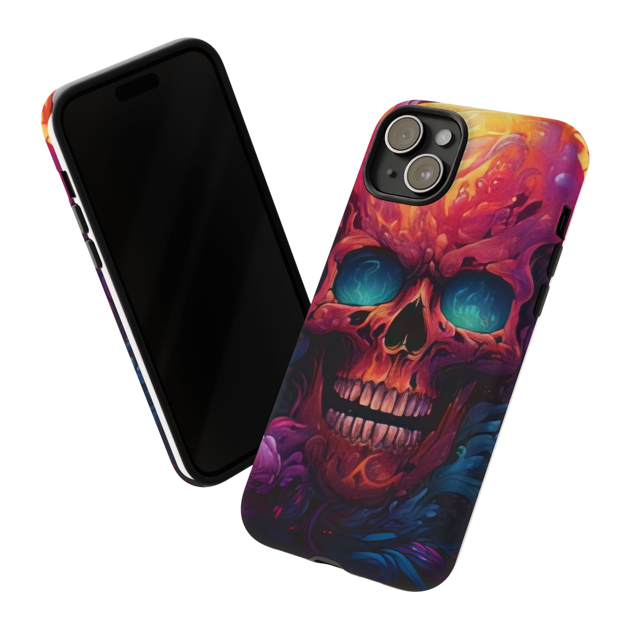 Fiery Skull Hexagon iPhone Case - Rugged Texture