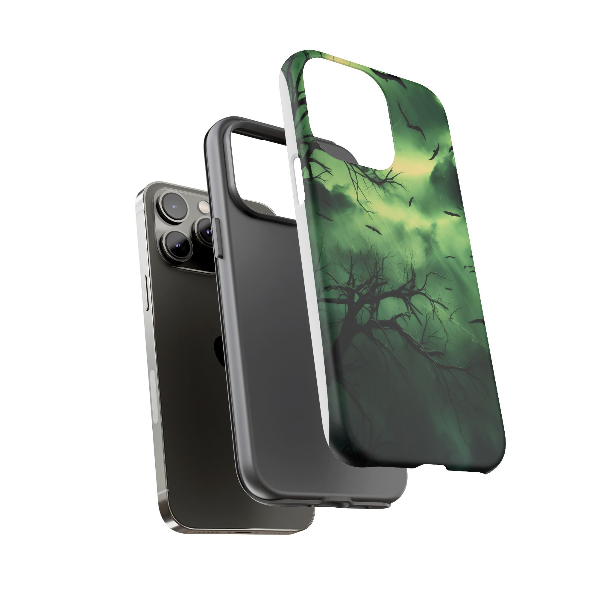 Gothic Green Forest iPhone Case - Hexagon Stone