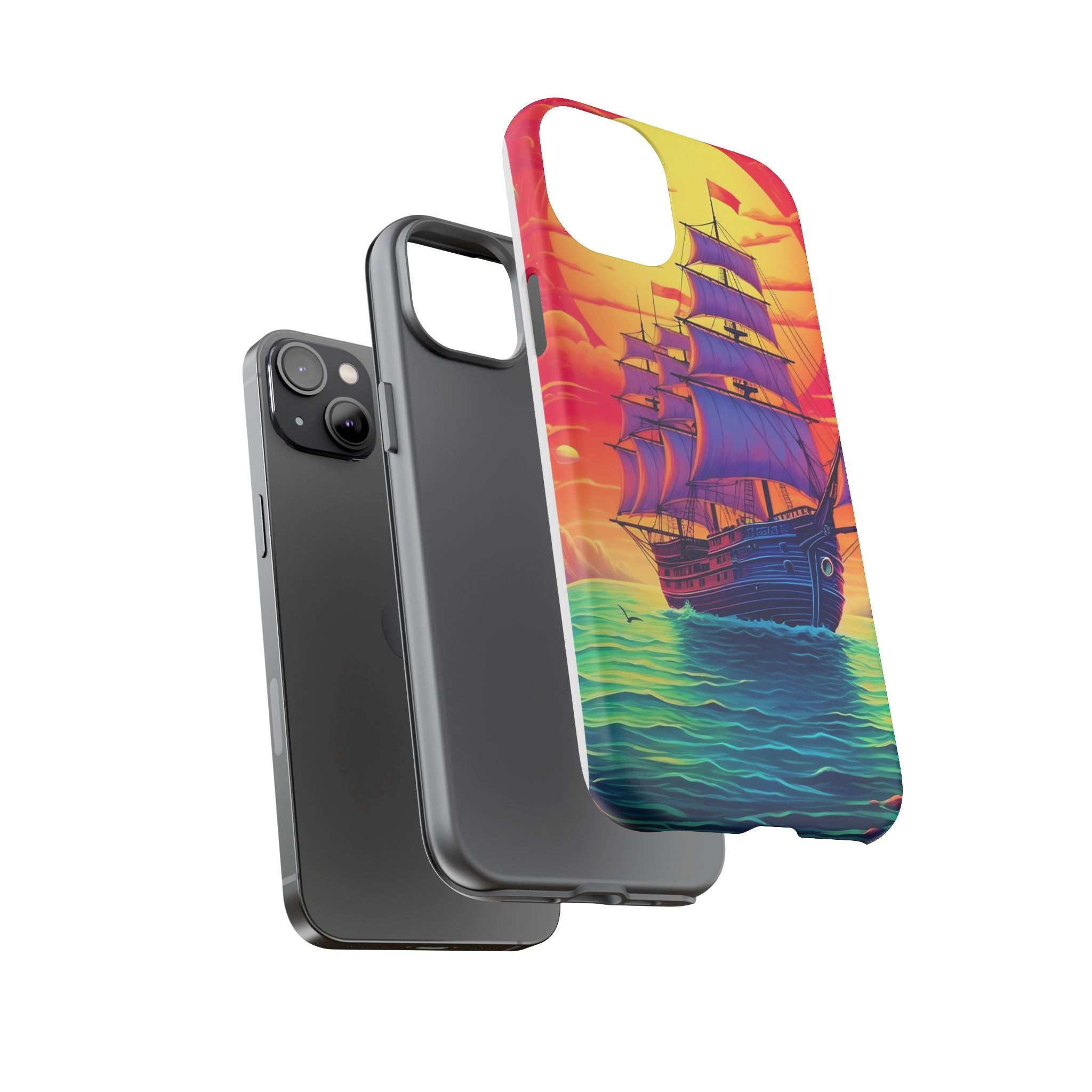 Sunset Galleon Hexagon Stone iPhone Case