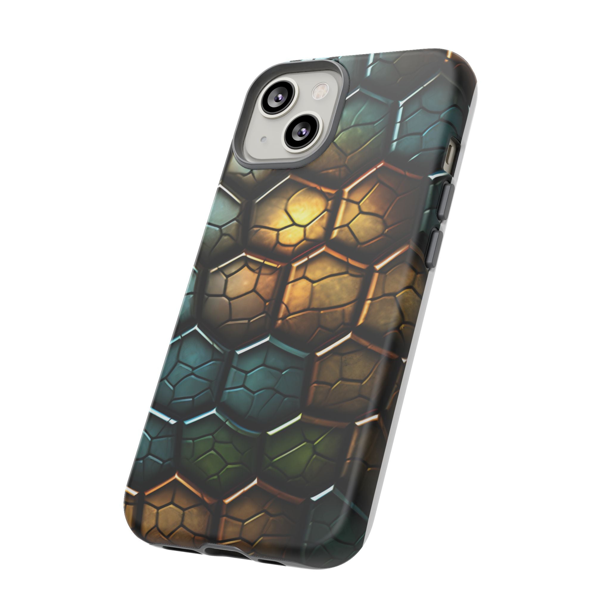 HexaScale iPhone Case: Teal & Bronze