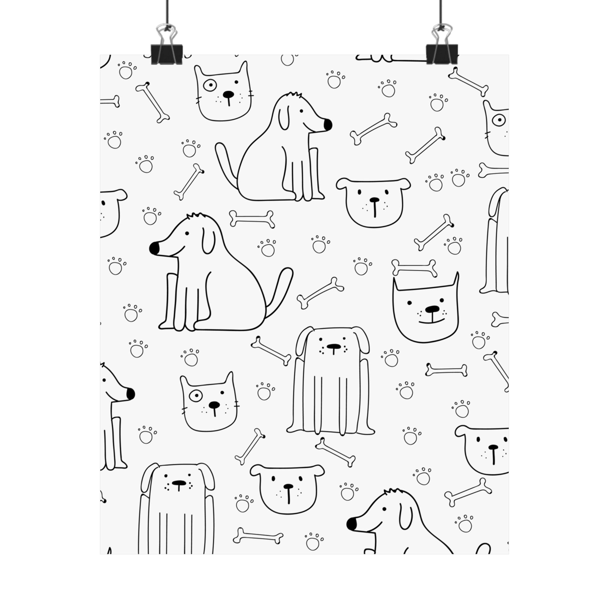 Cute Dogs & Cats Cartoon Poster