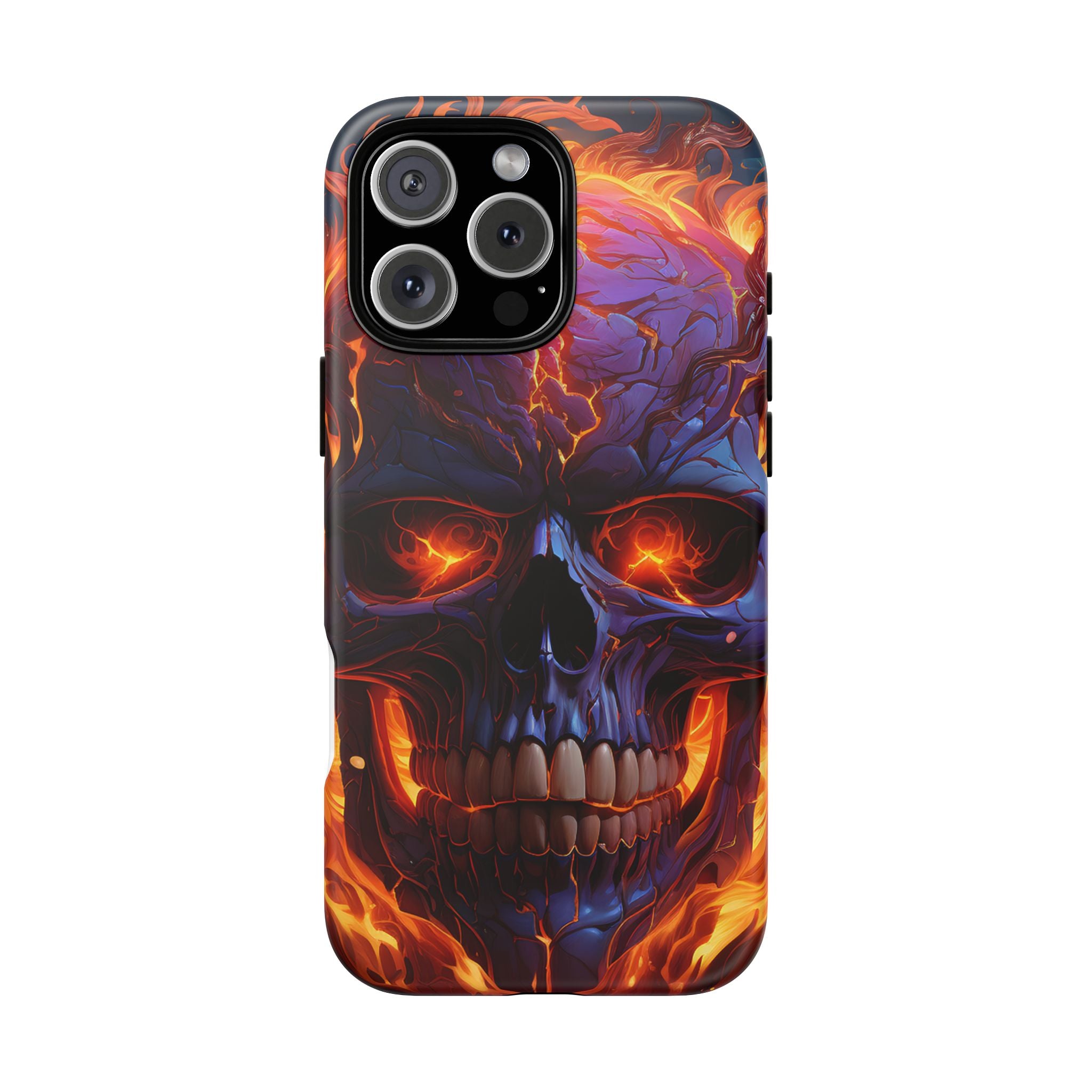 Fiery Skull Hexagon iPhone Case - Rugged Texture