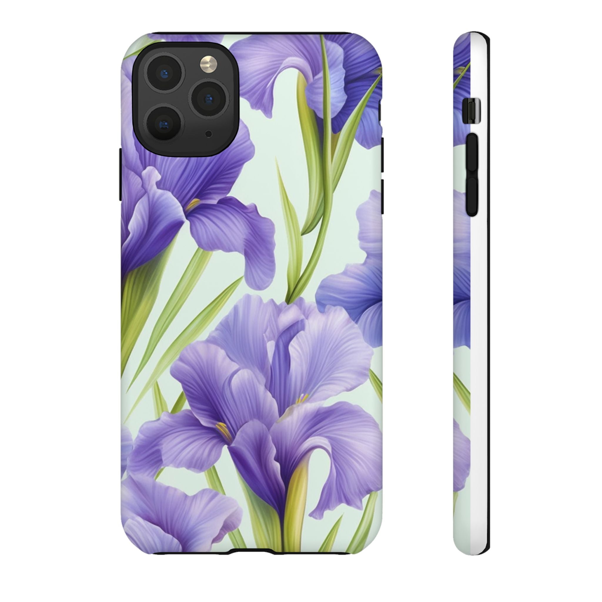 Purple Iris Floral iPhone Case - Hexagon Stone