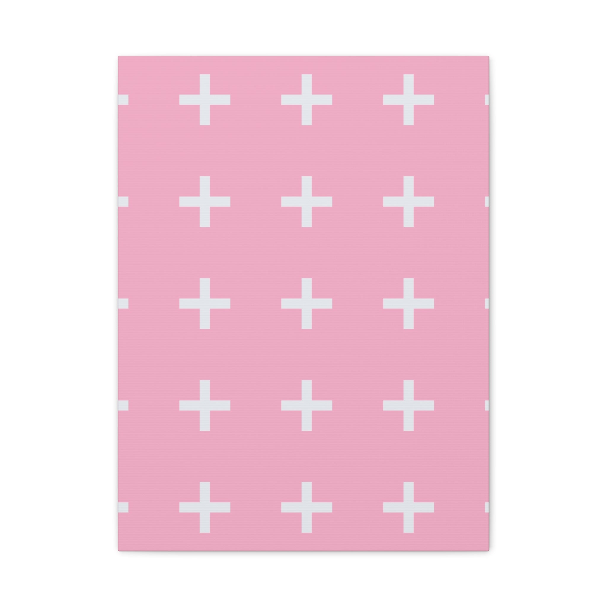 Pink Plus Sign Grid - Matte Canvas Art