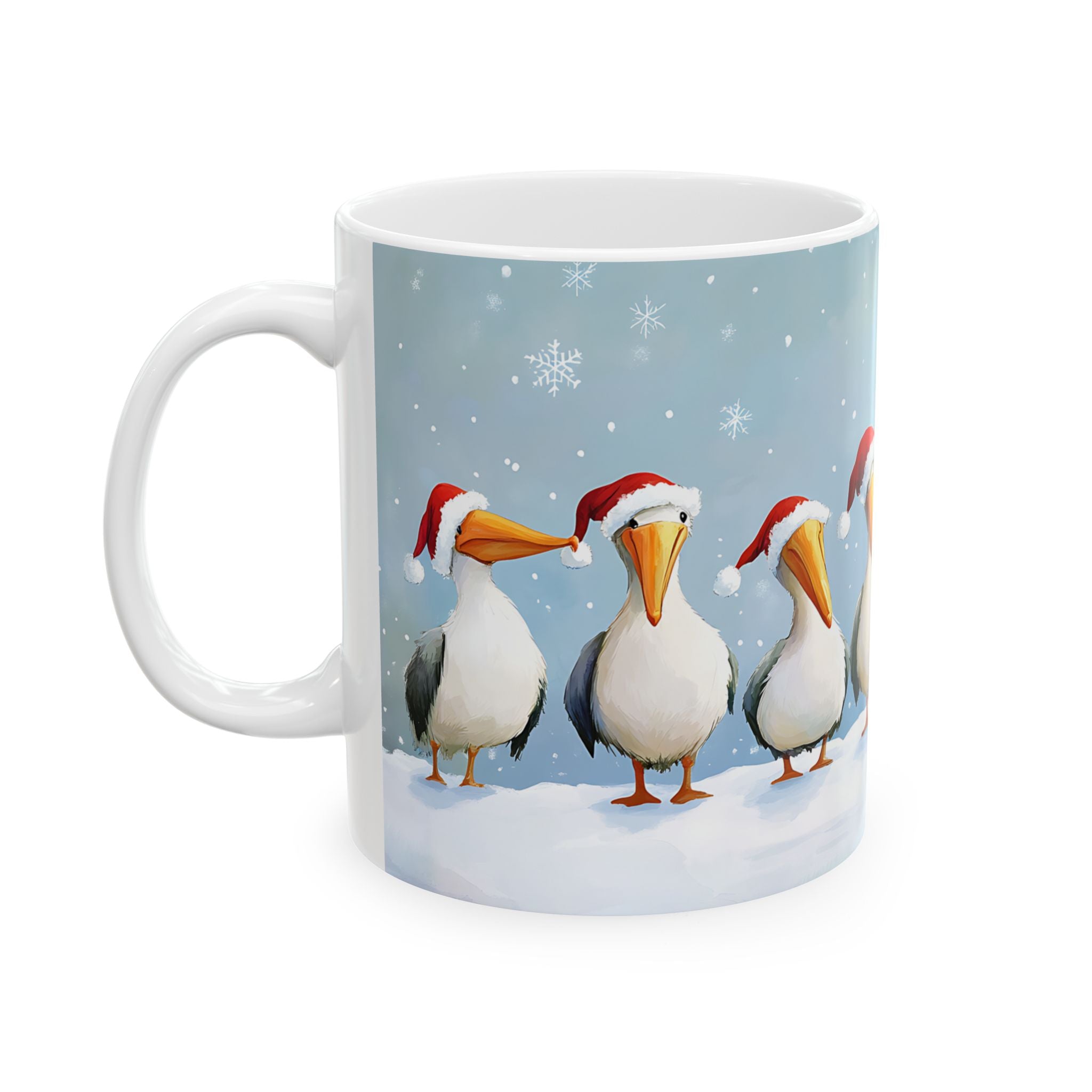 Pelican Christmas Mug: Snowy Santa Birds