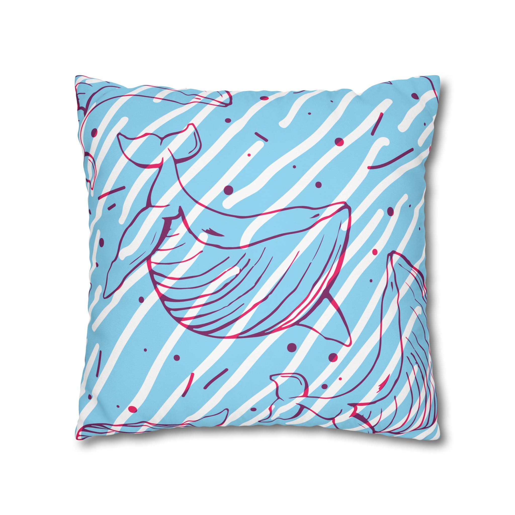 90s Whale Pillowcase - Pastel Blue