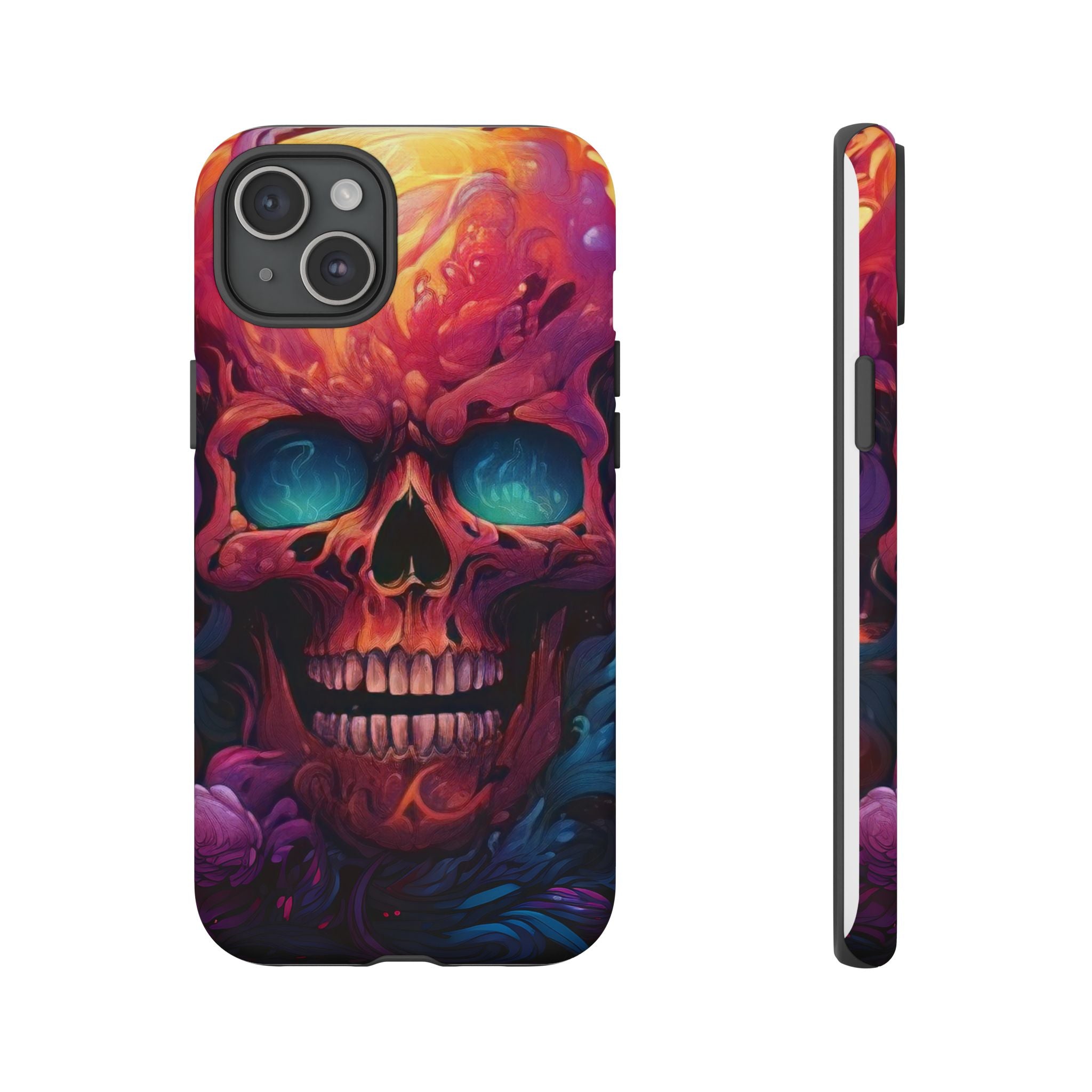 Fiery Skull Hexagon iPhone Case - Rugged Texture