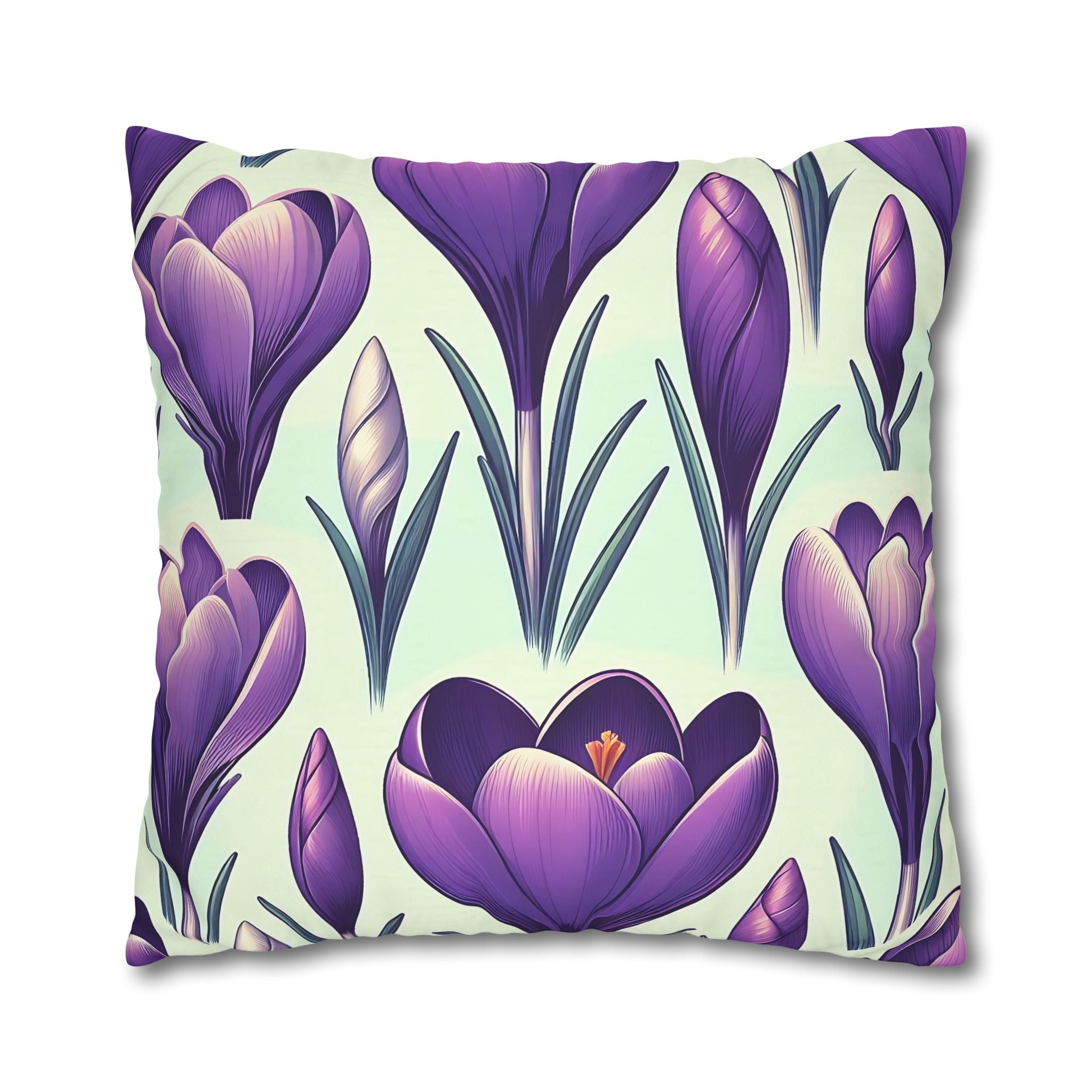 Purple Crocus Floral Pillowcase