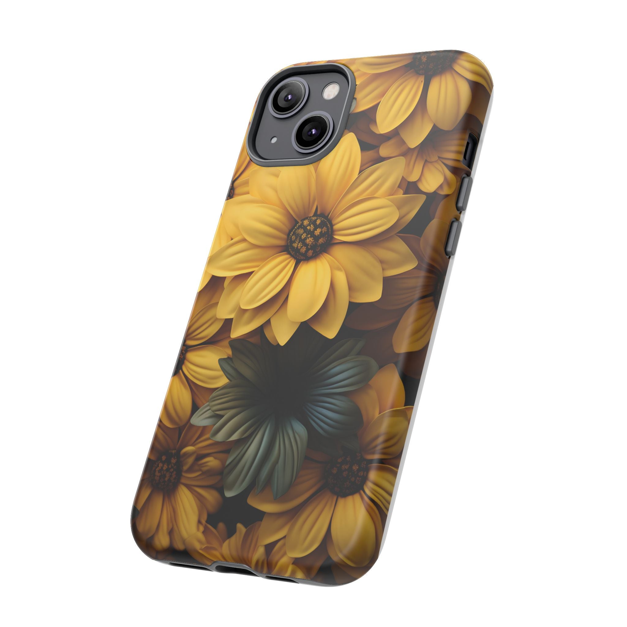 Golden Bloom Hexagon iPhone Case - Rugged Texture