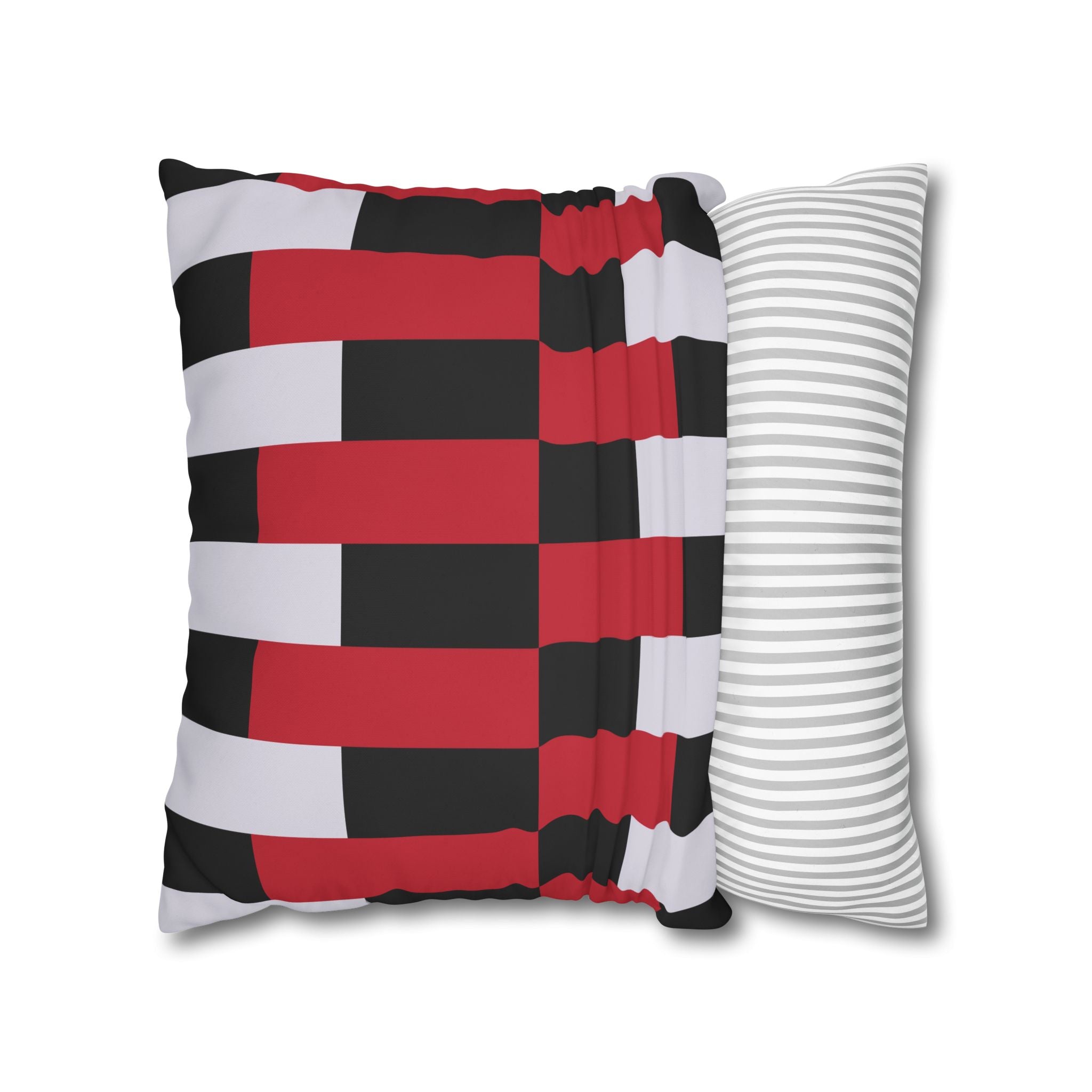 Geometric Stripe Pillowcase - Crimson & Gray