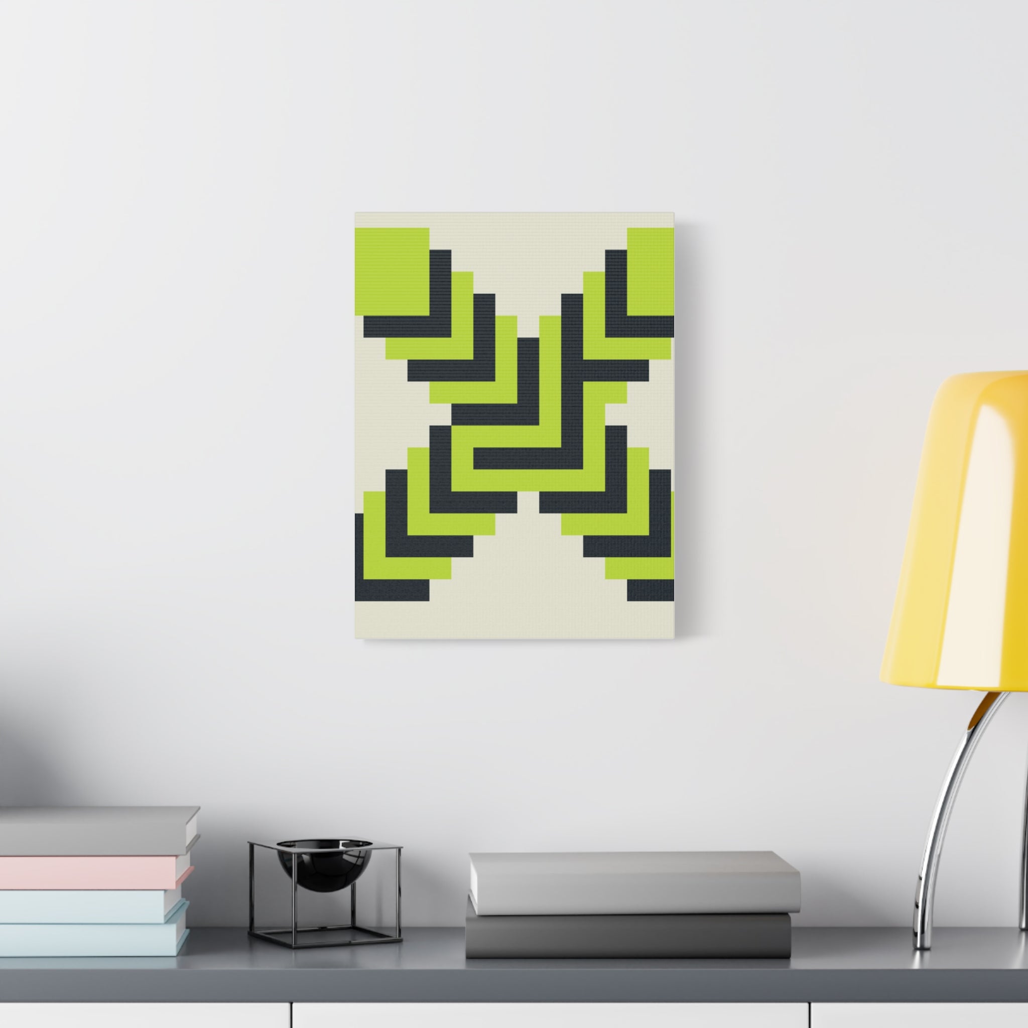 Geometric X Canvas Art - Teal & Lime