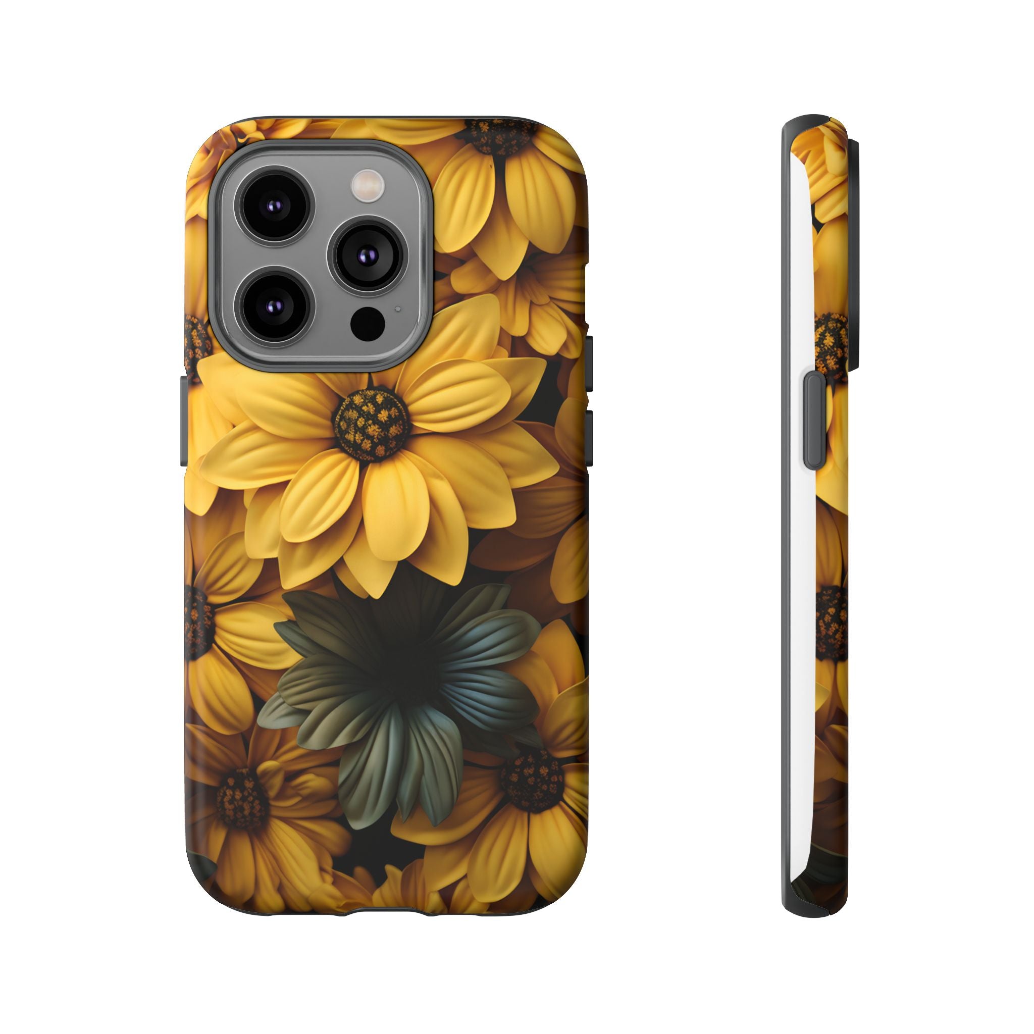 Golden Bloom Hexagon iPhone Case - Rugged Texture