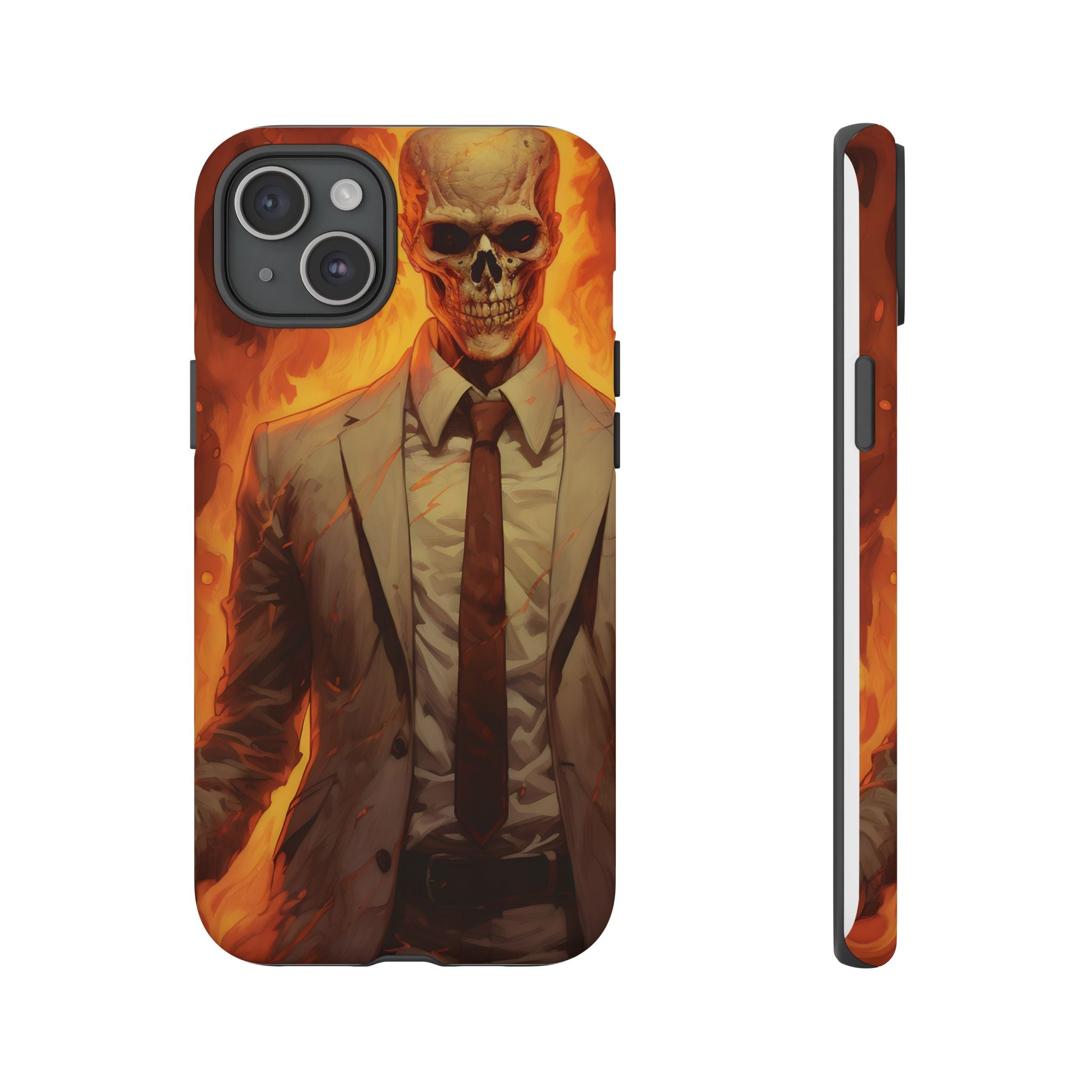 Fiery Skull Man Hexagon Stone iPhone Case