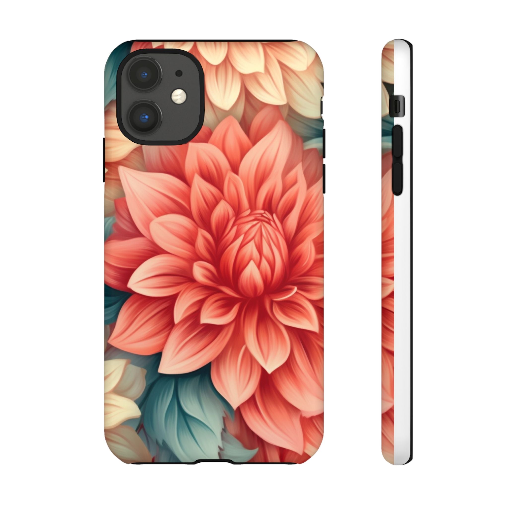 Coral Dahlia Hexagon iPhone Case - Rugged Texture