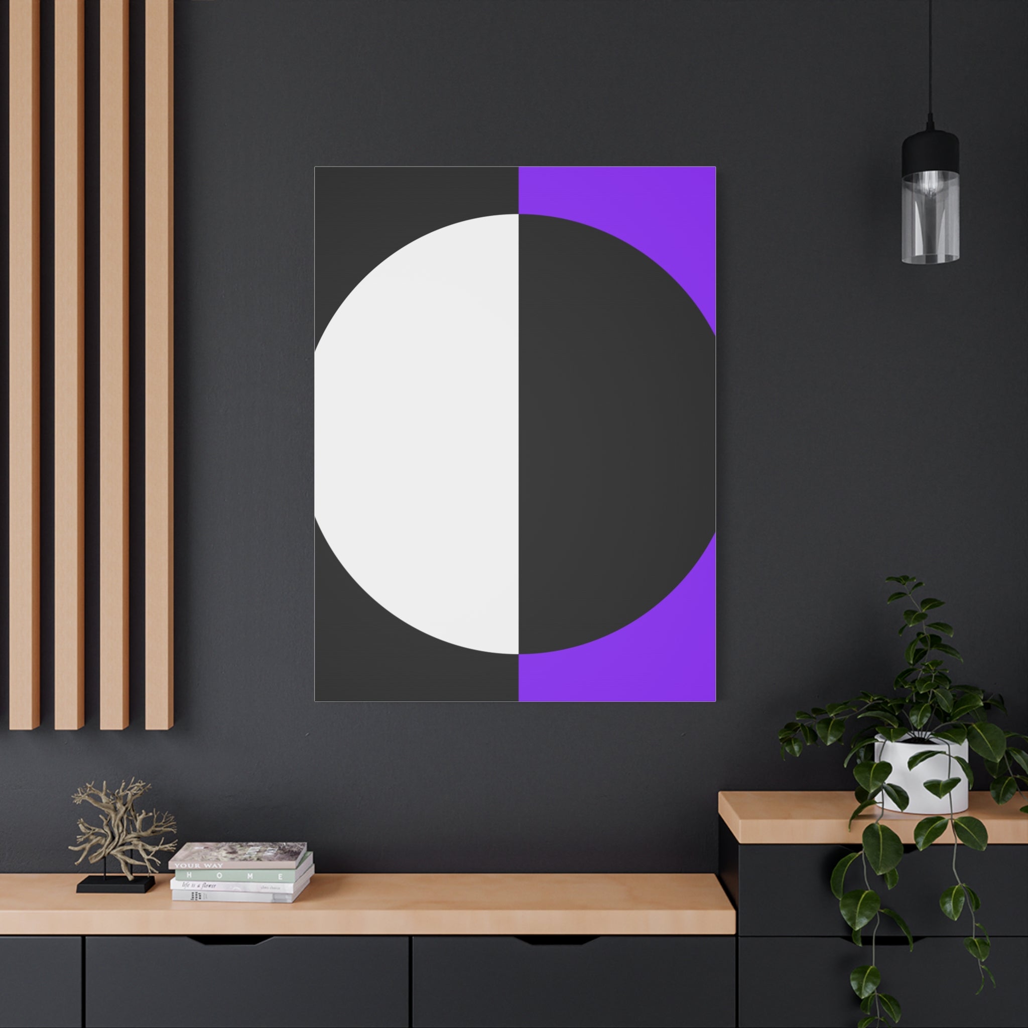 Abstract Purple & Black Circle Canvas Art