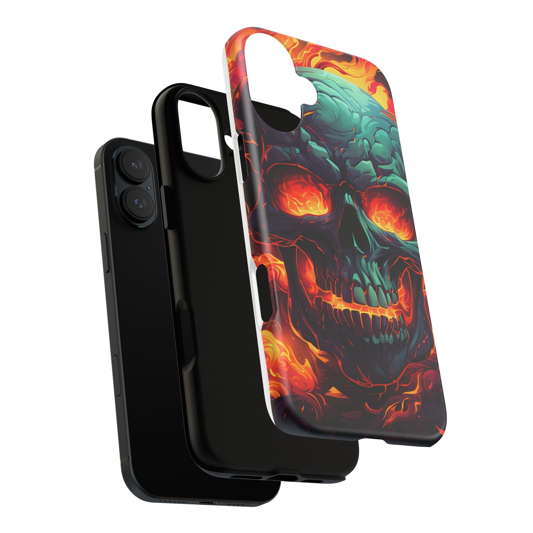 Fiery Skull Hexagon iPhone Case - Rugged