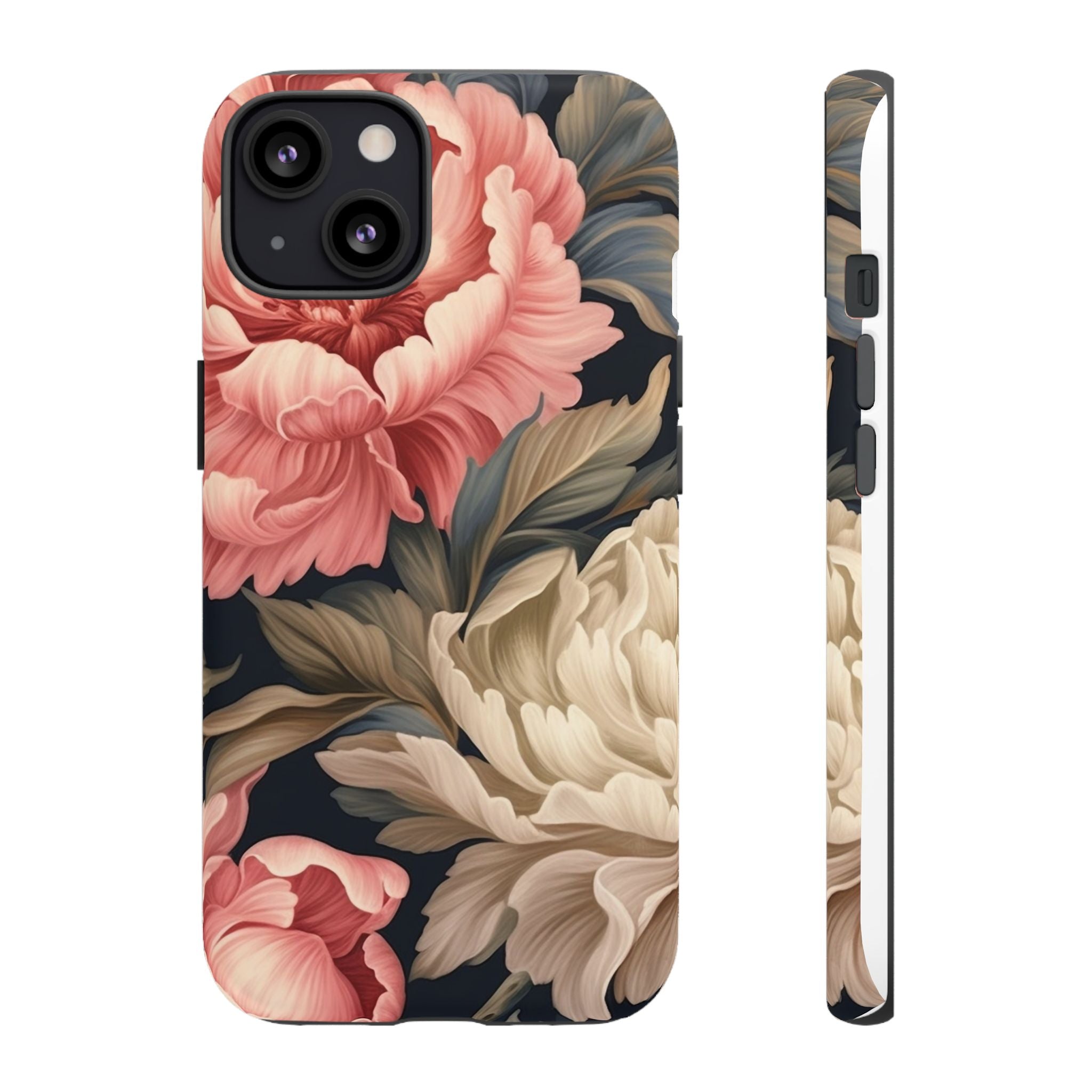 Blush Peony Floral iPhone Case - Hexagon Stone