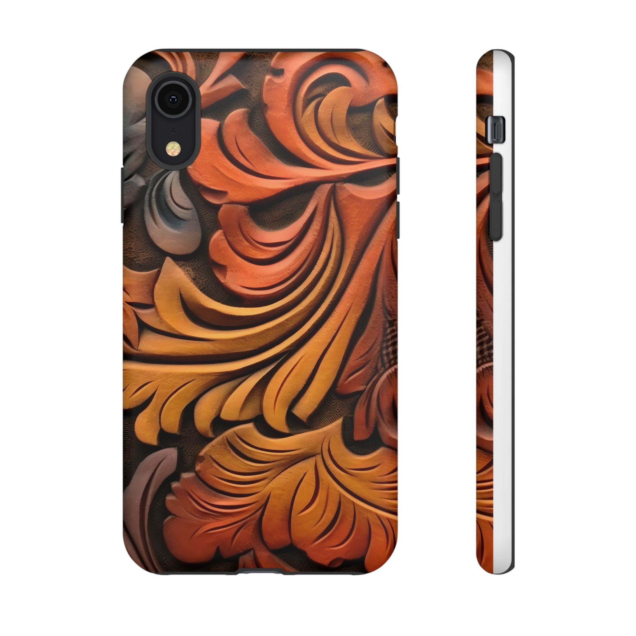 Art Nouveau Leather iPhone Case - Hexagon Stone