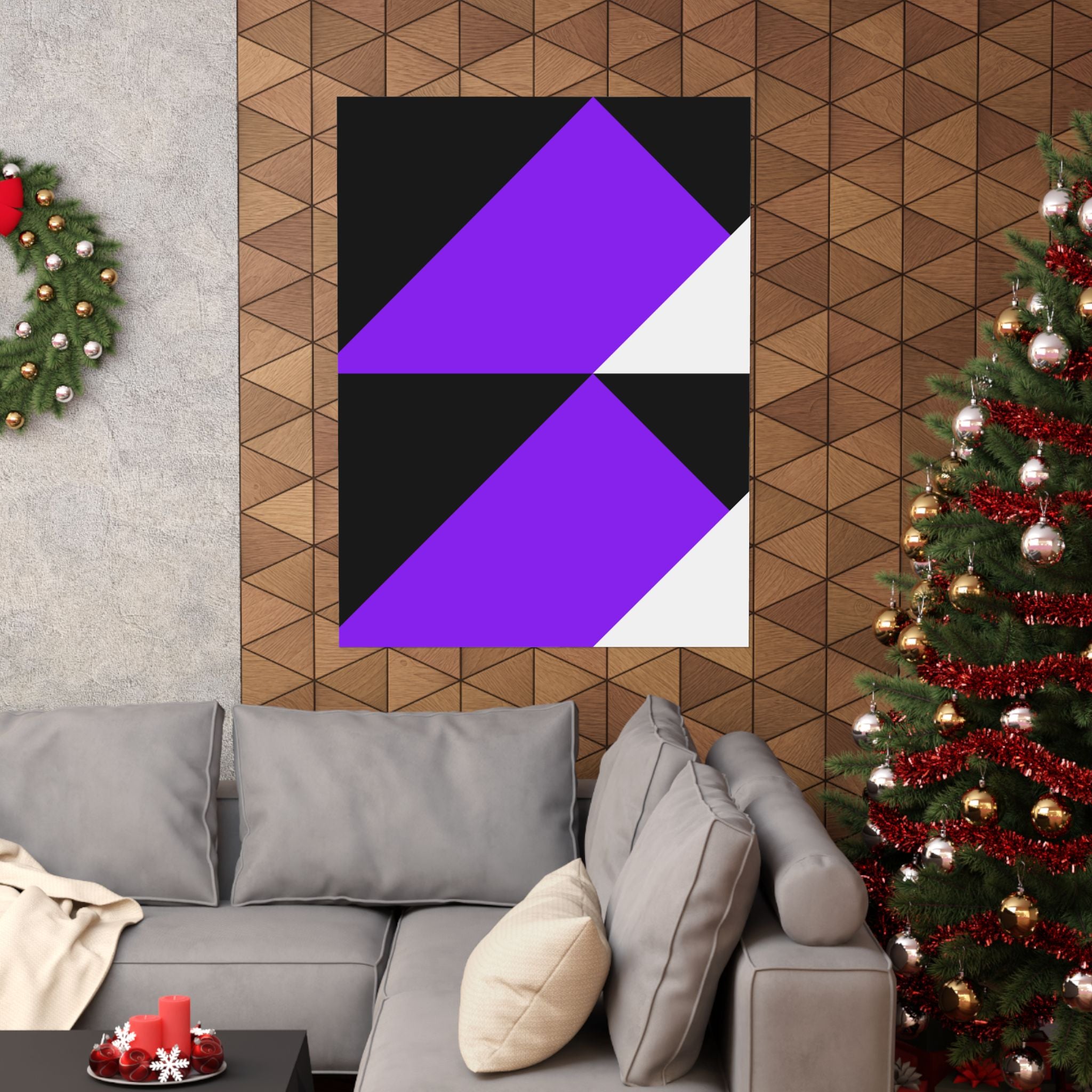 Purple Black White Triangle Poster Art