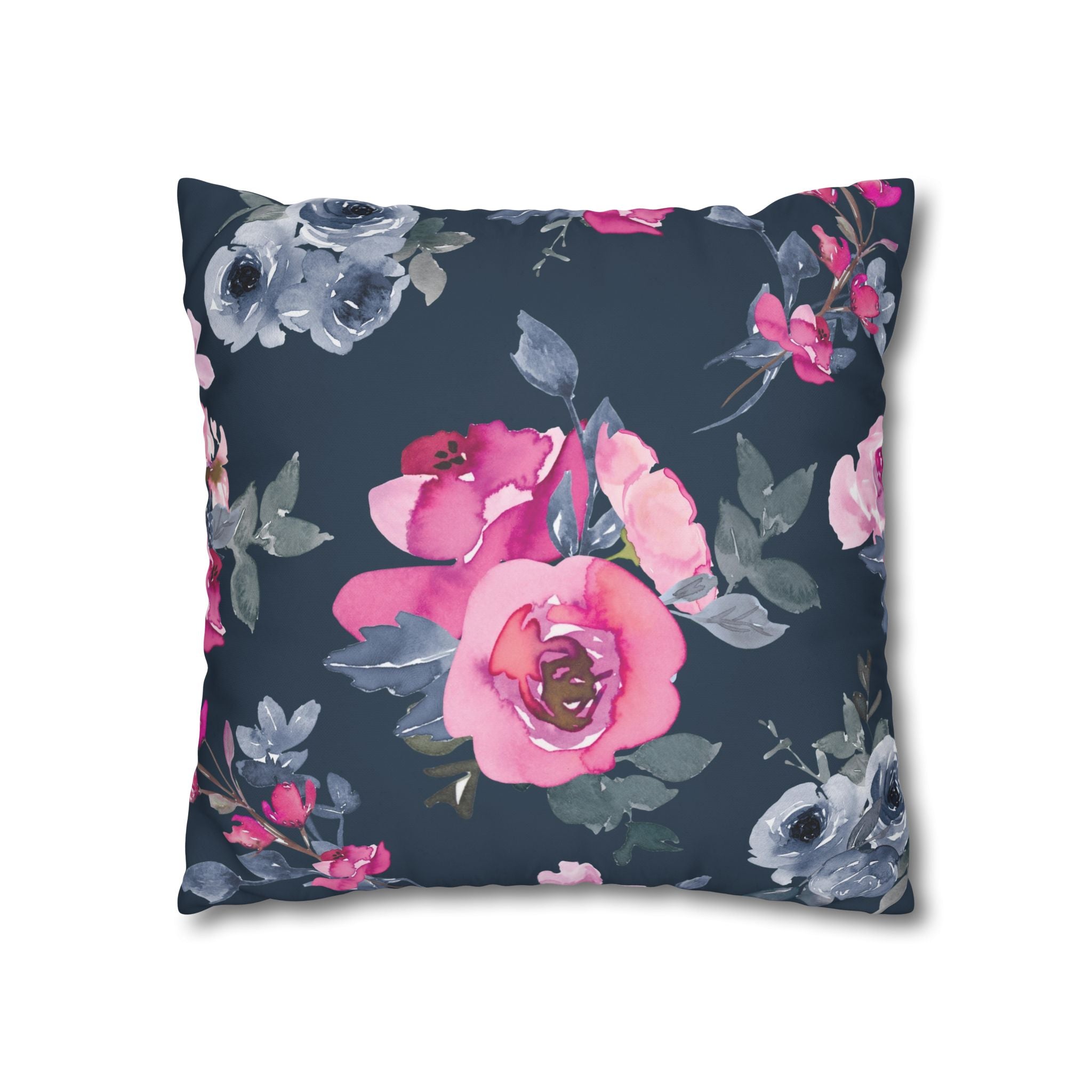 Teal Watercolor Floral Pillowcase