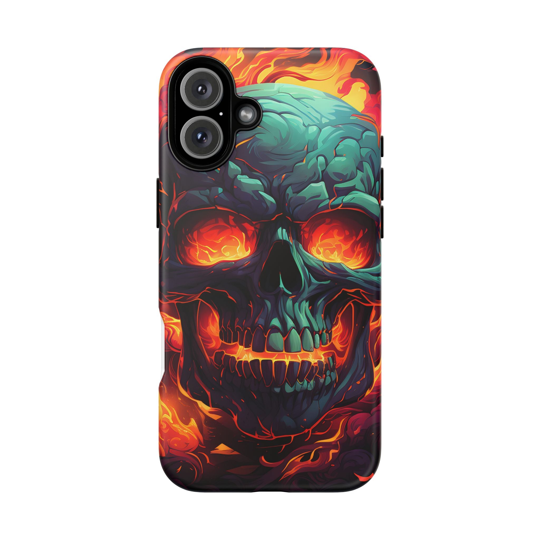 Fiery Skull Hexagon iPhone Case - Rugged