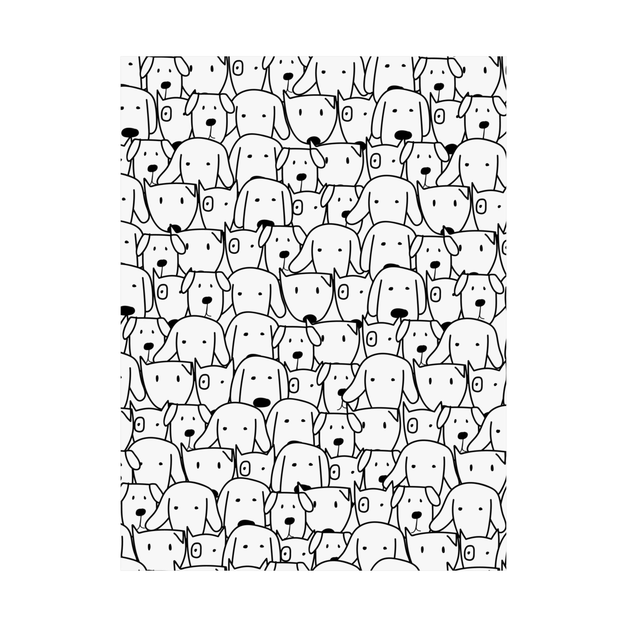 Cute Dog Faces Pattern Poster