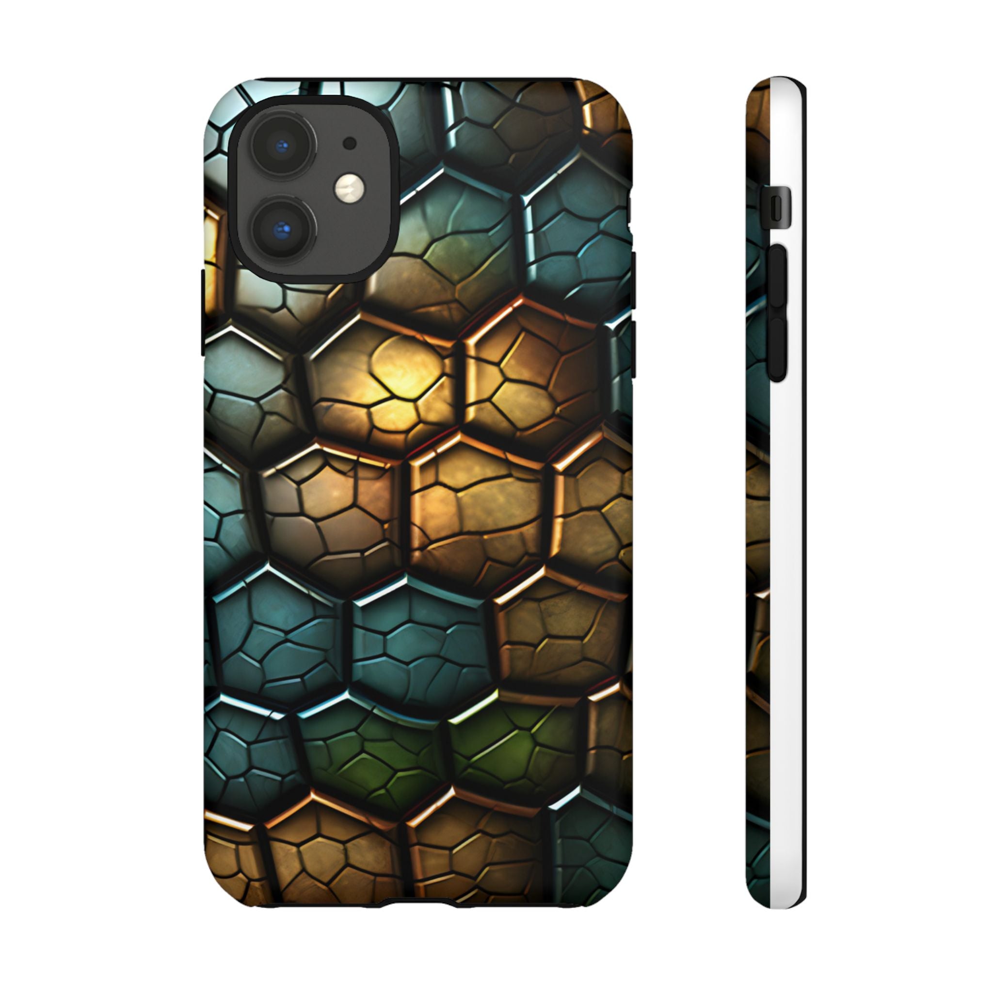 HexaScale iPhone Case: Teal & Bronze