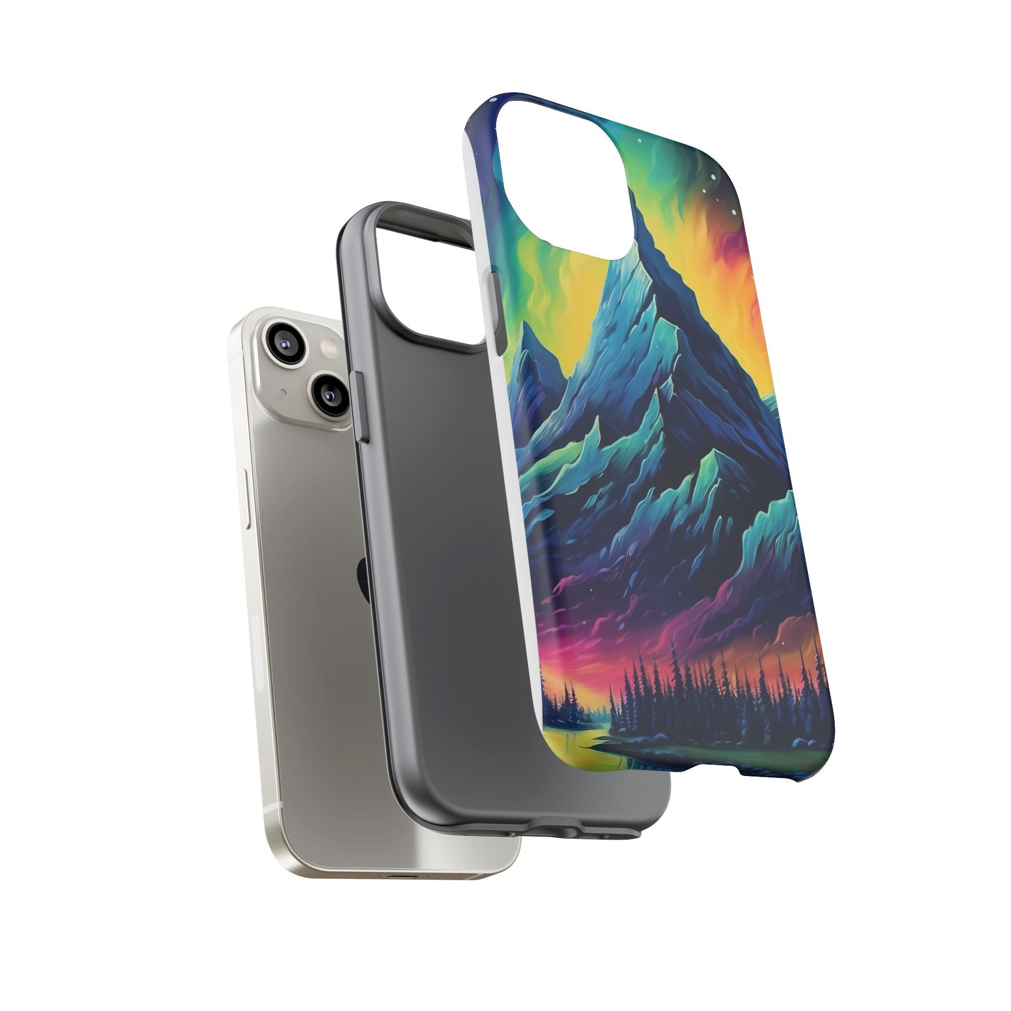 Aurora Mountain Hexagon iPhone Case